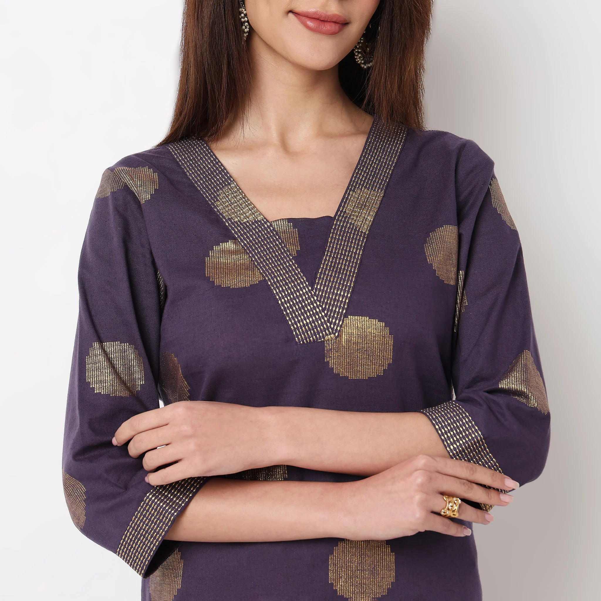 V-Neck Printed Long Kurta - Image 14