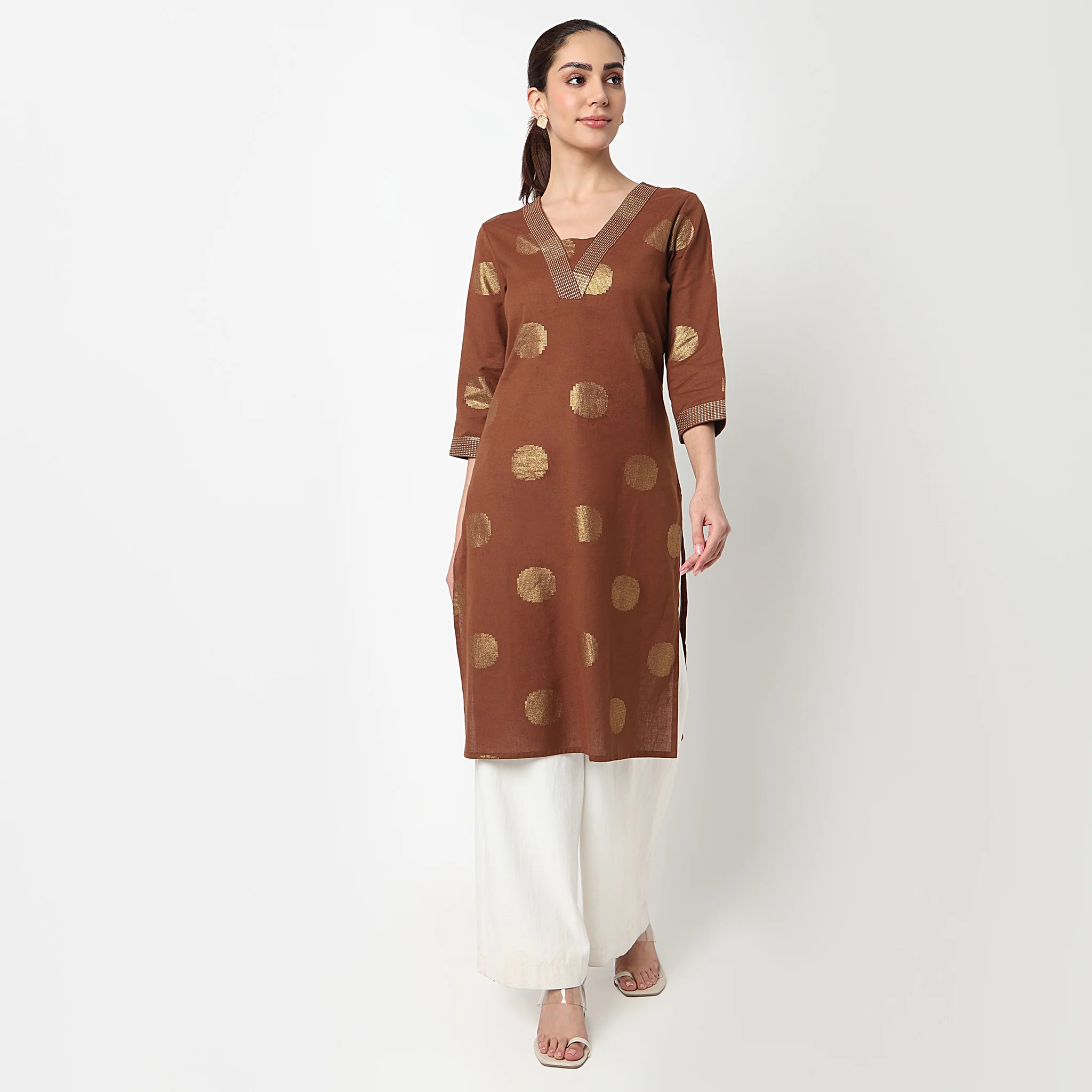 V-Neck Printed Long Kurta - Image 17