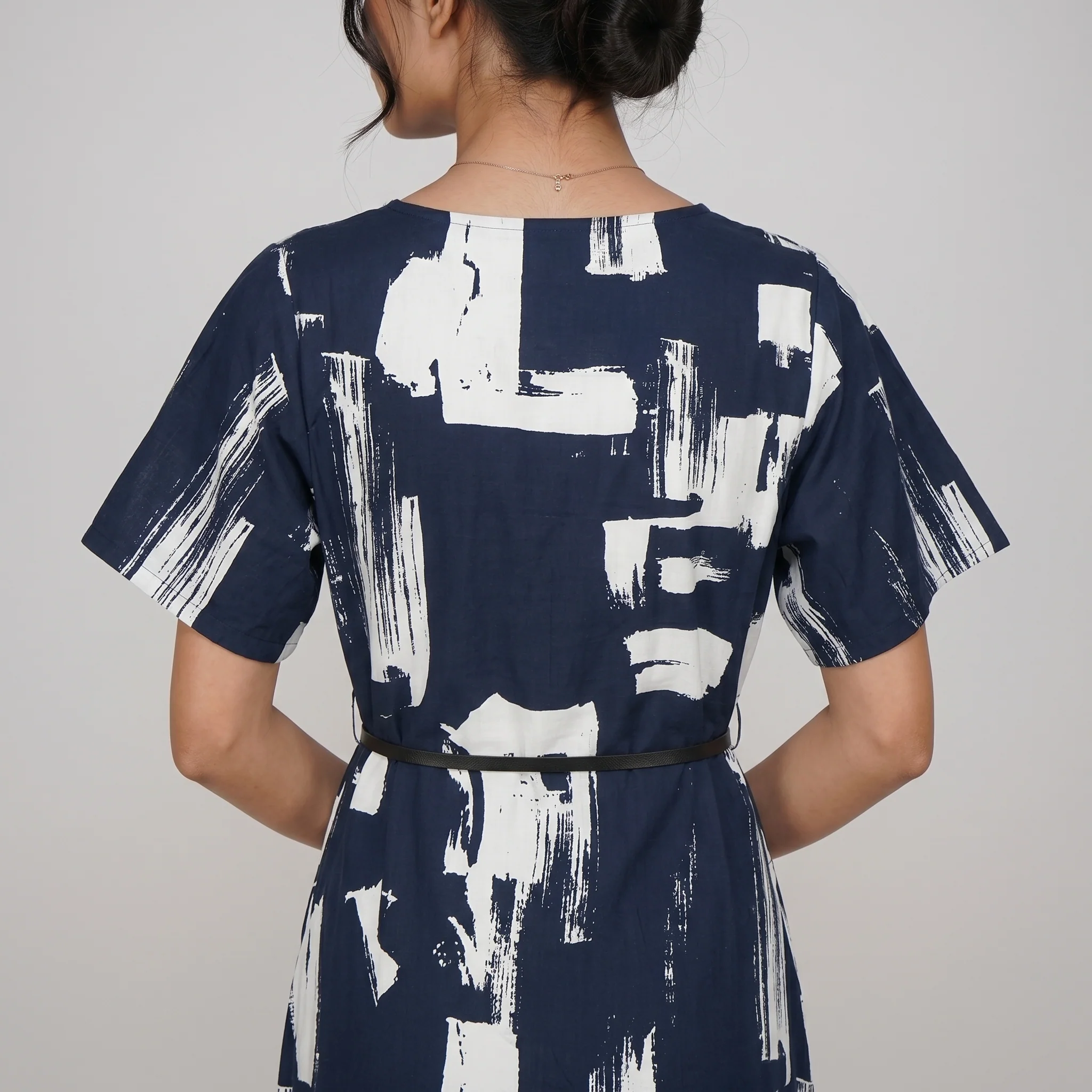 Printed V-Neck Flared Dress - Image 3