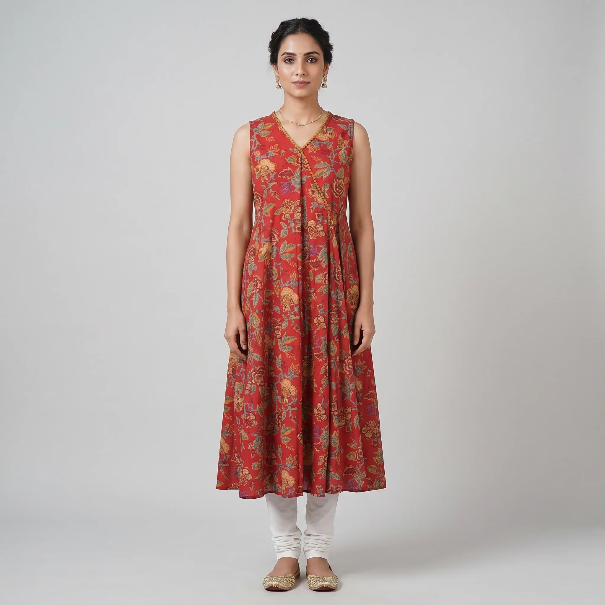Printed V-Neck Kurta