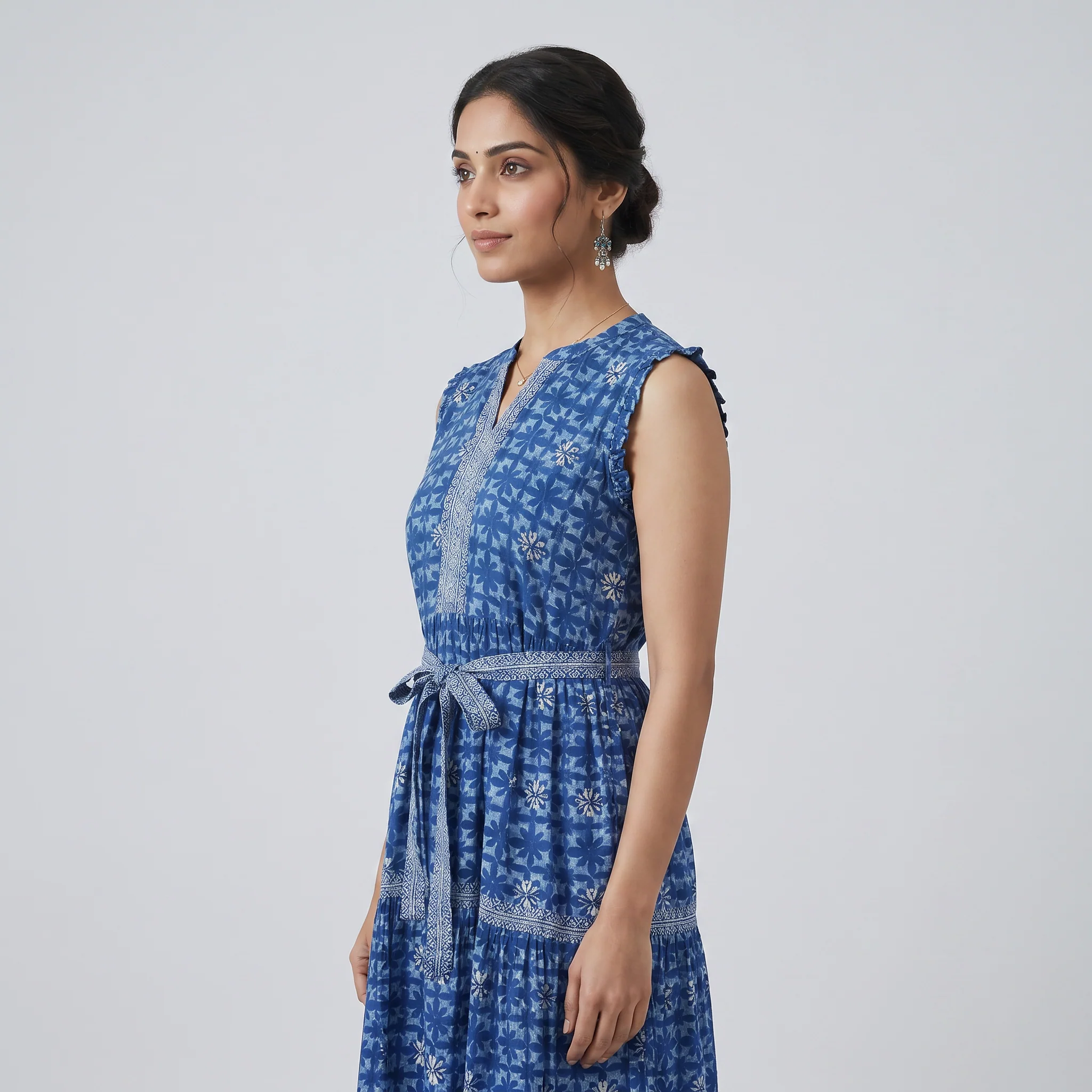 Printed V-Neck Tiered Dress - Image 2