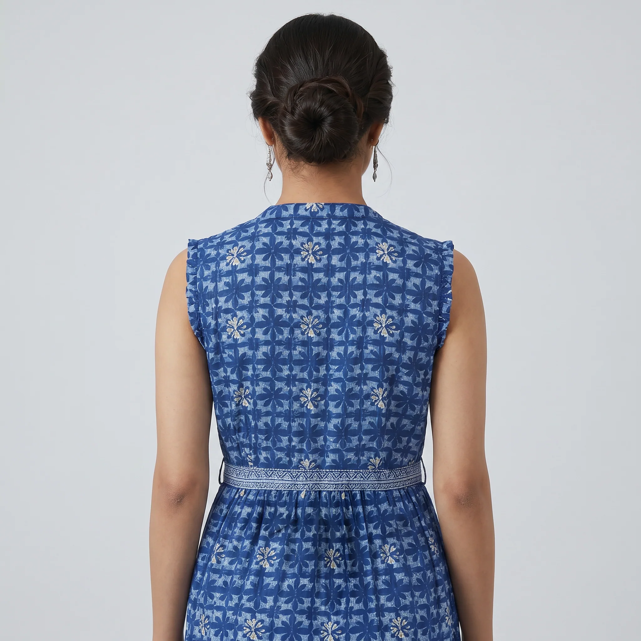 Printed V-Neck Tiered Dress - Image 3