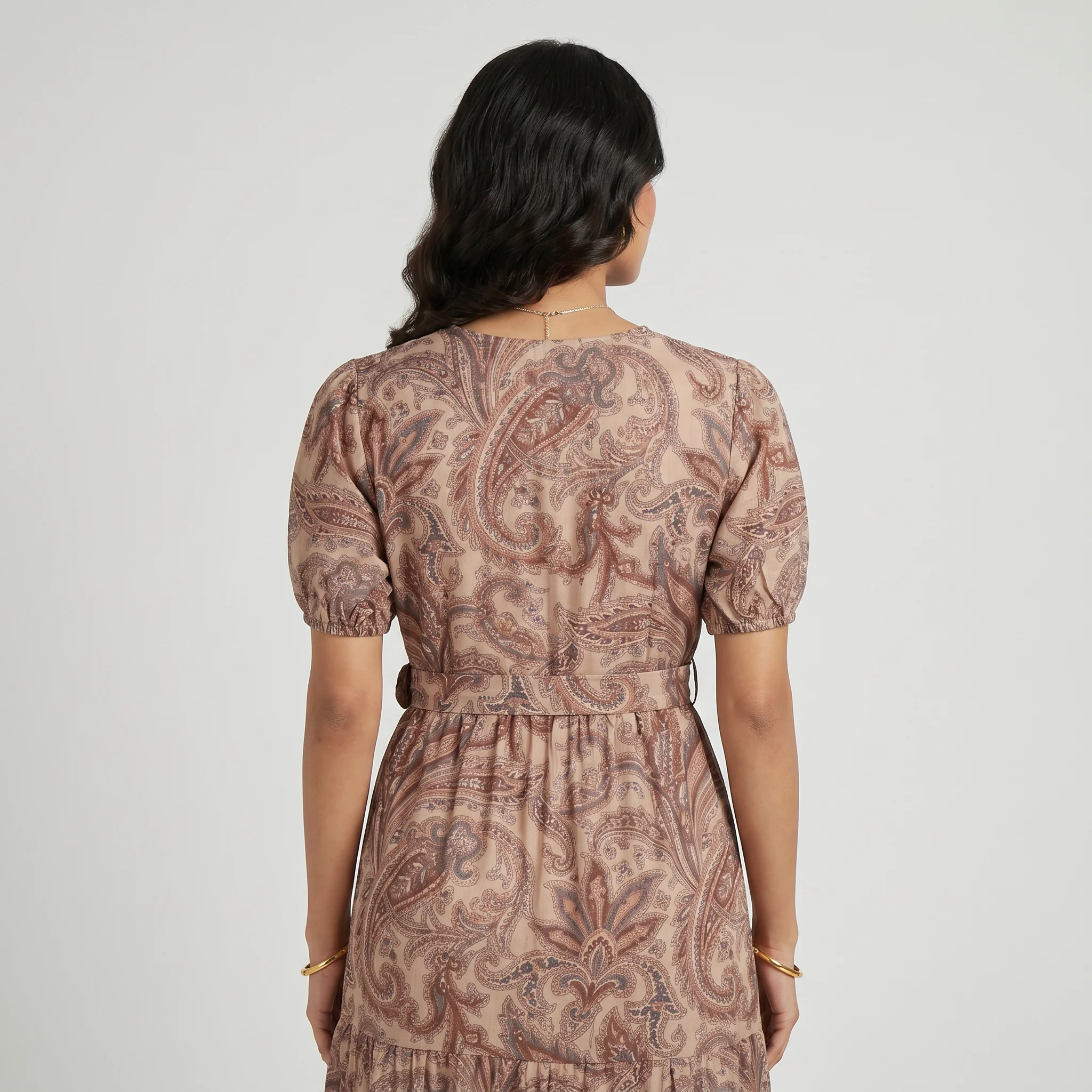 Printed V-Neck Tiered Dress - Image 3