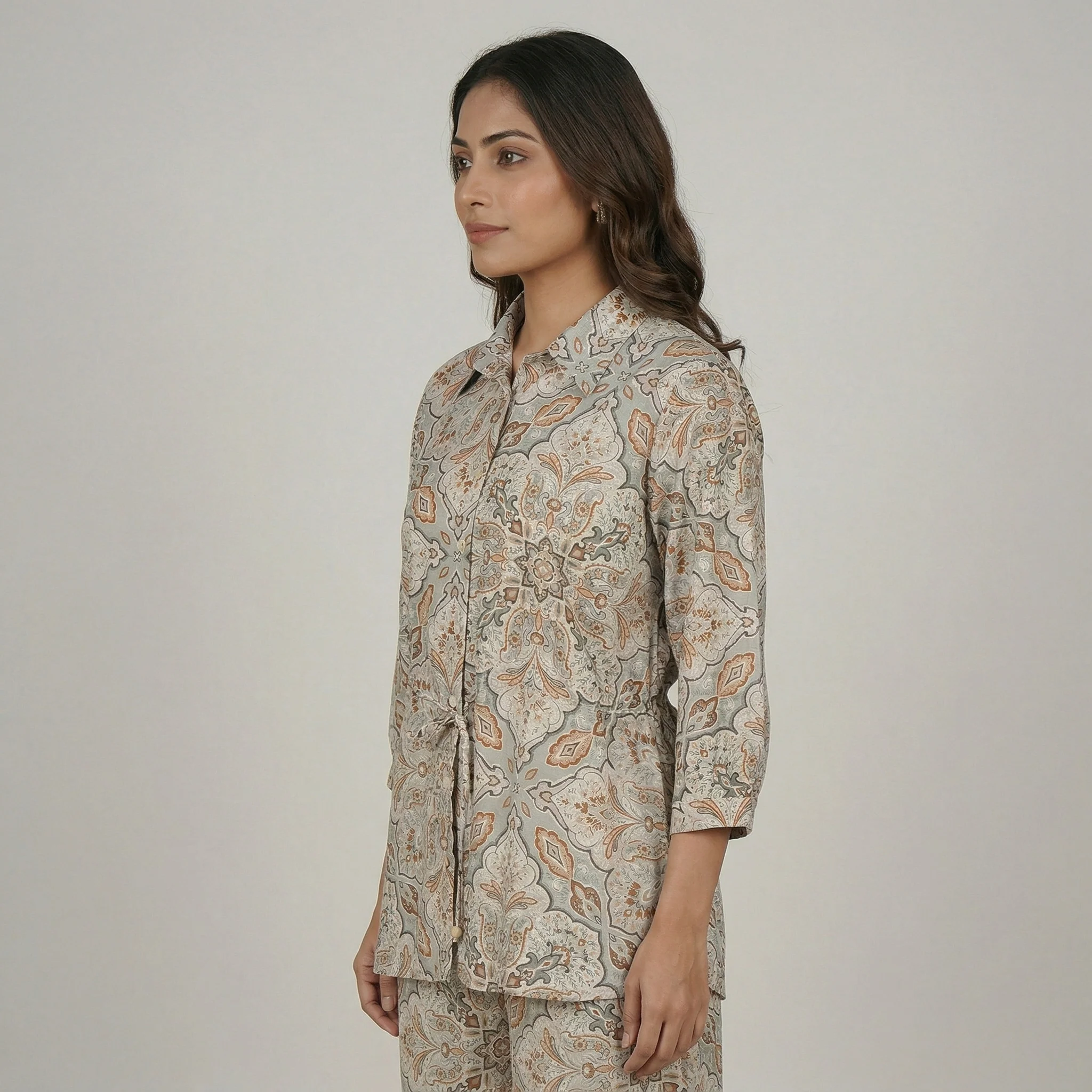 Printed Waist Tie-Up Shirt - Image 2