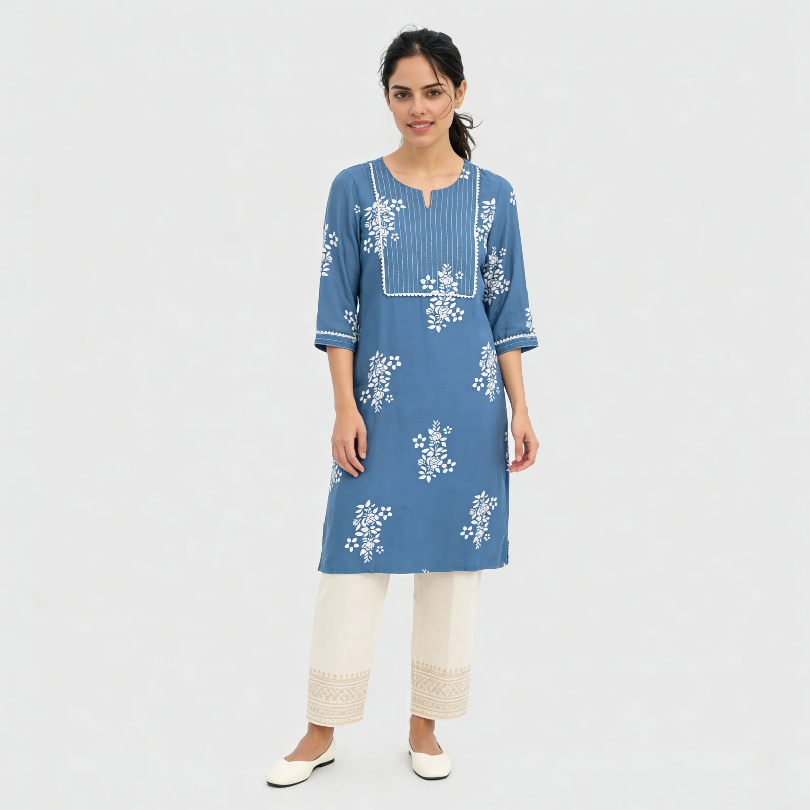 Printed Yoke Long Kurta - Image 2