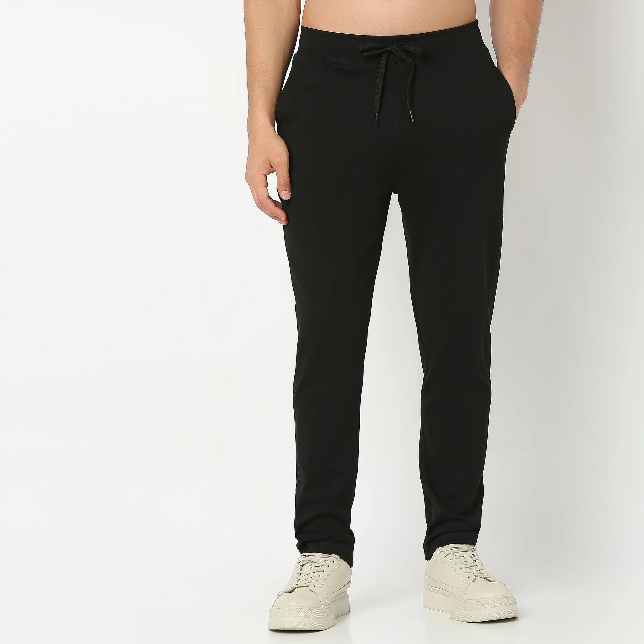 Knitted Solid Flexi Trackpants - Image 2