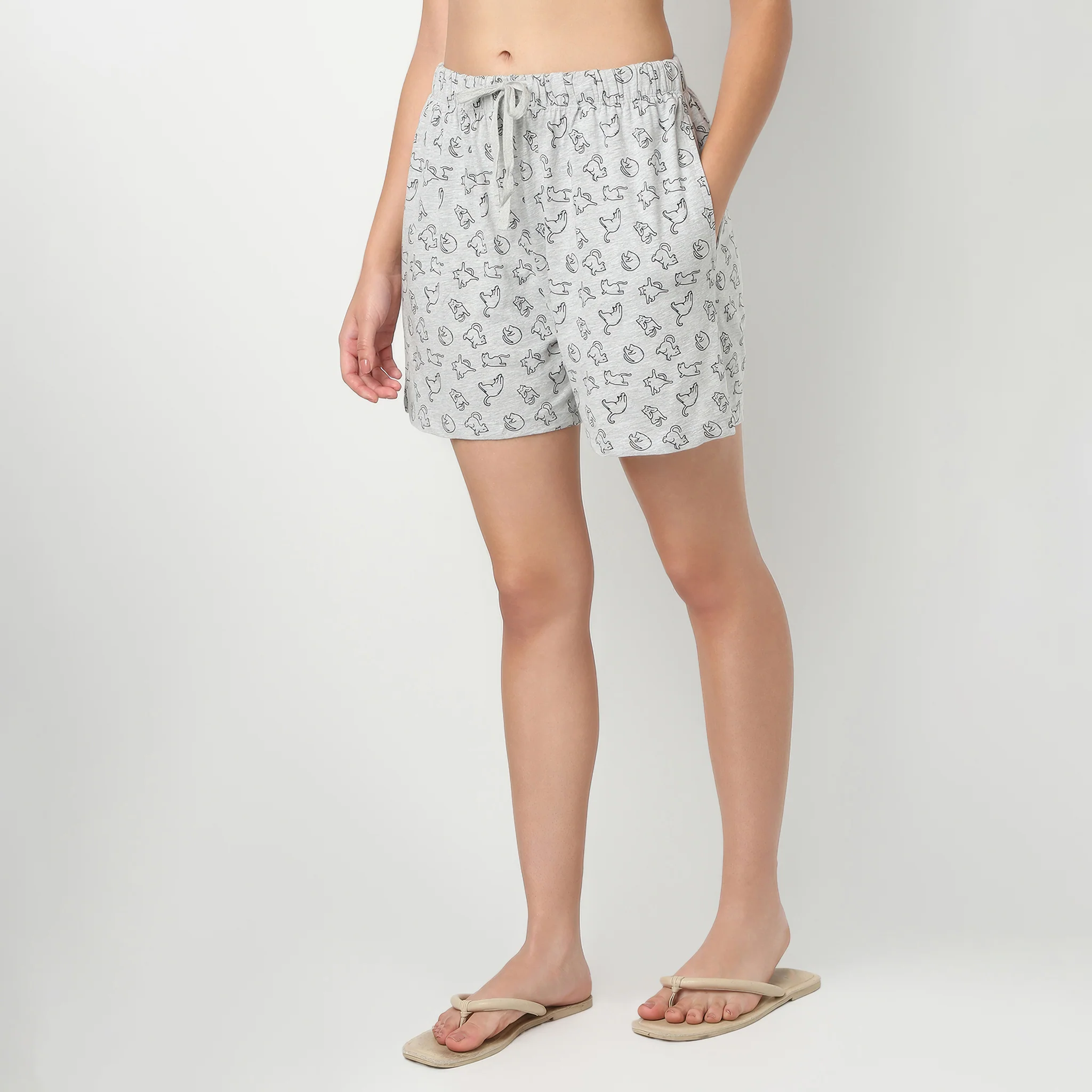 Above Knee Animal Print Lounge Shorts - Image 5
