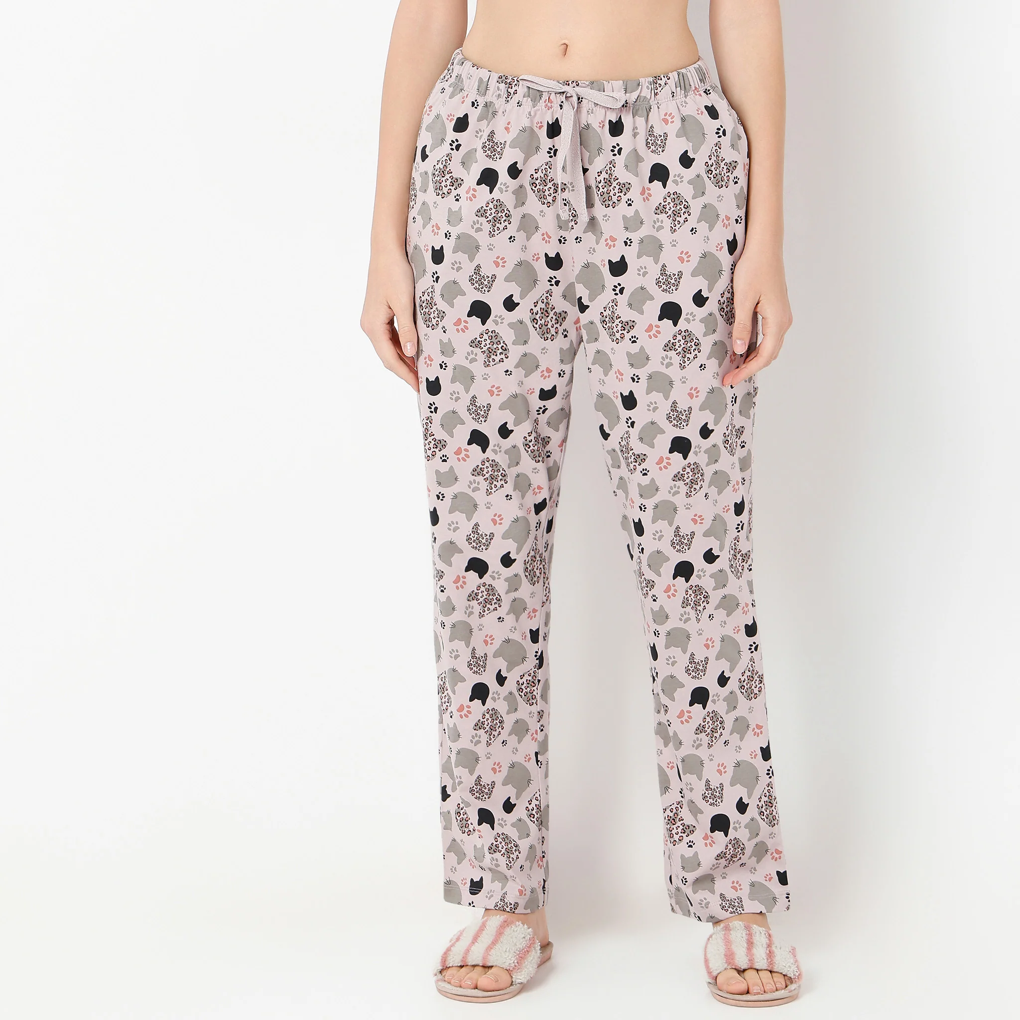 Ankle Length Straight Fit Animal Print Lounge Pyjamas - Image 2