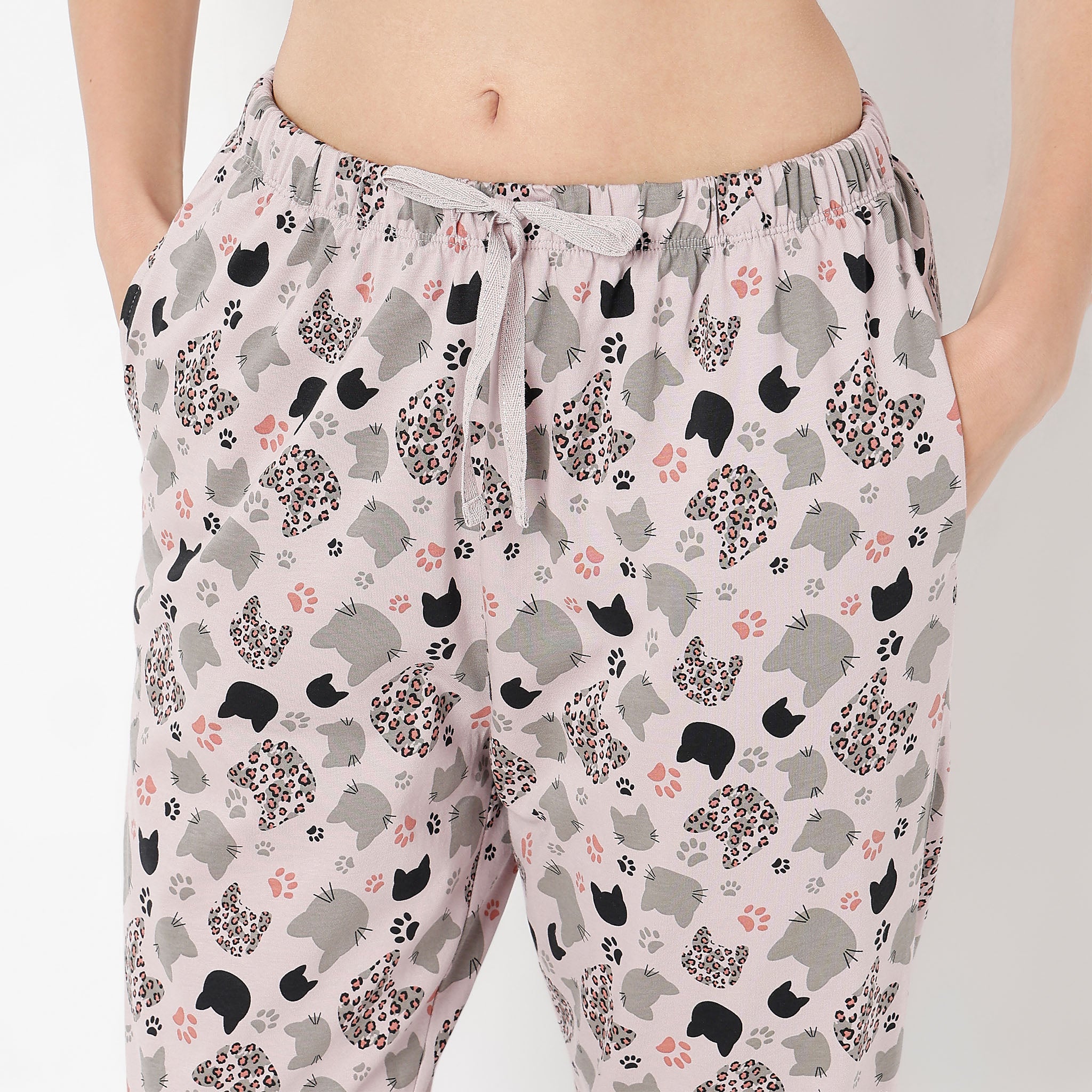Ankle Length Straight Fit Animal Print Lounge Pyjamas - Image 4