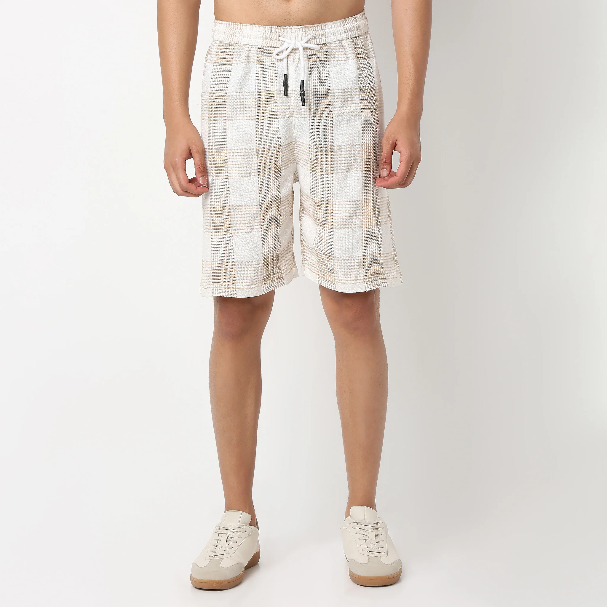 Moodᵉˣ Shorts - Above Knee Trendy Yarn Dyed Textured Pull-On Shorts Relaxed Fit - Image 2
