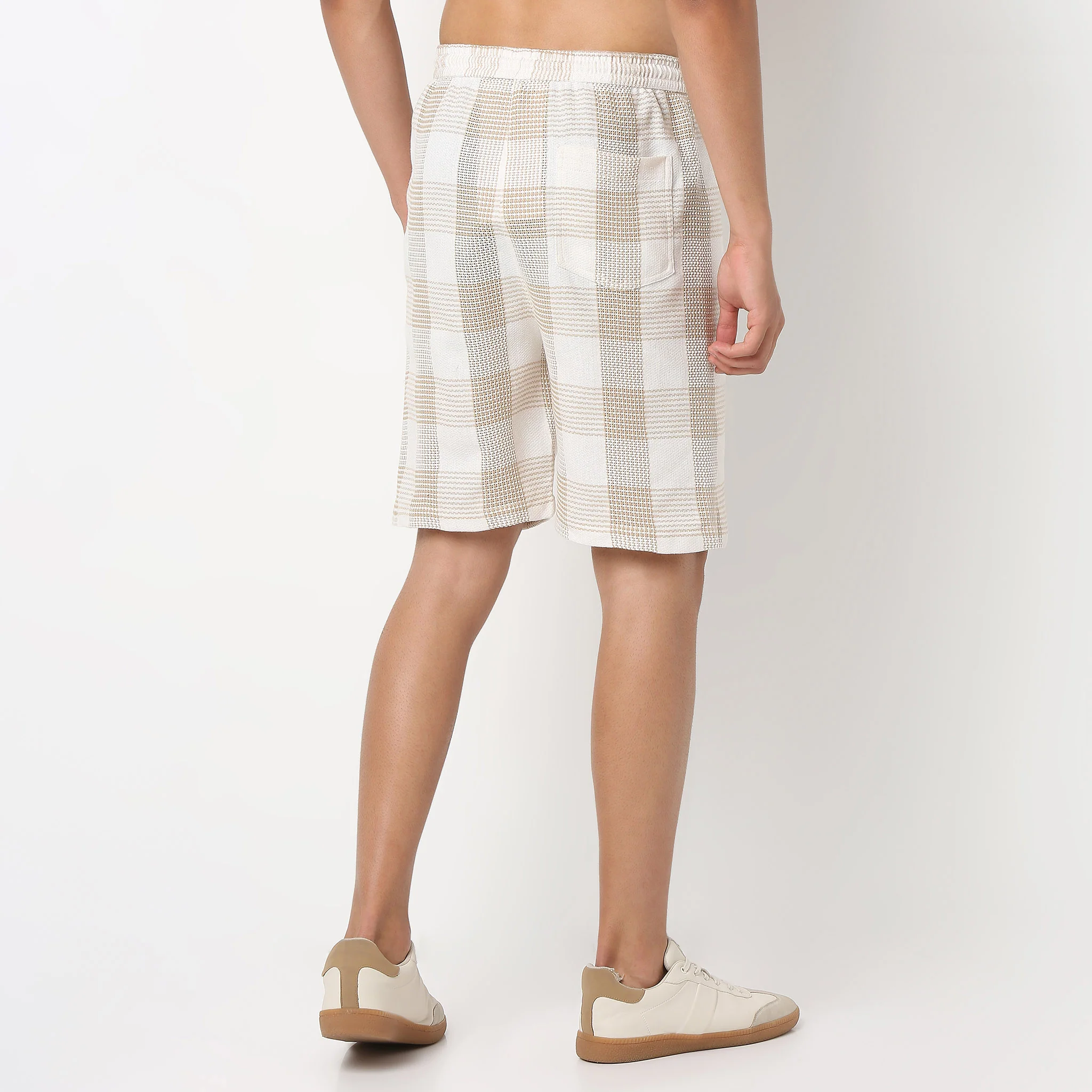 Moodᵉˣ Shorts - Above Knee Trendy Yarn Dyed Textured Pull-On Shorts Relaxed Fit - Image 3