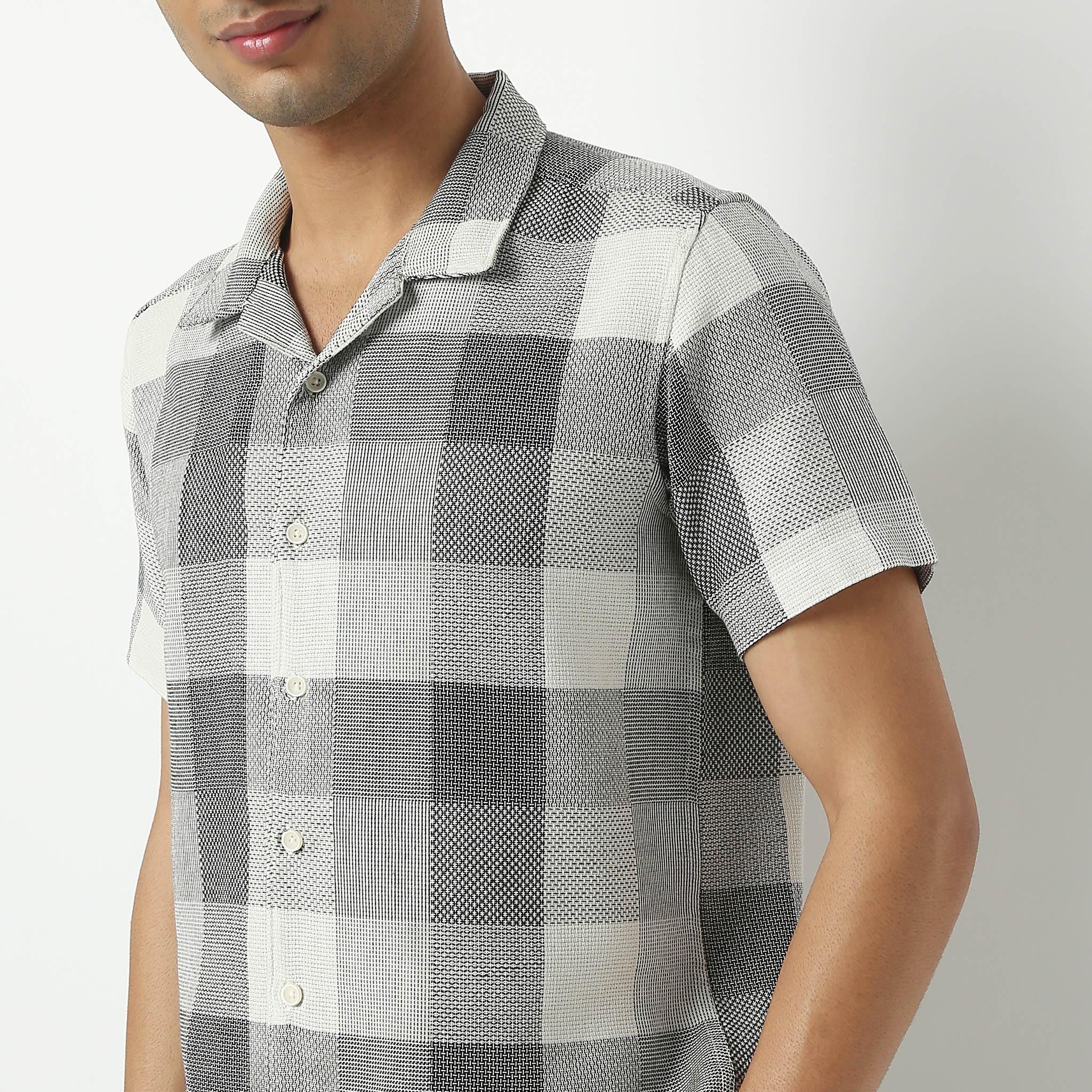 Camp Collar Checkered Mood Shirt - Image 4