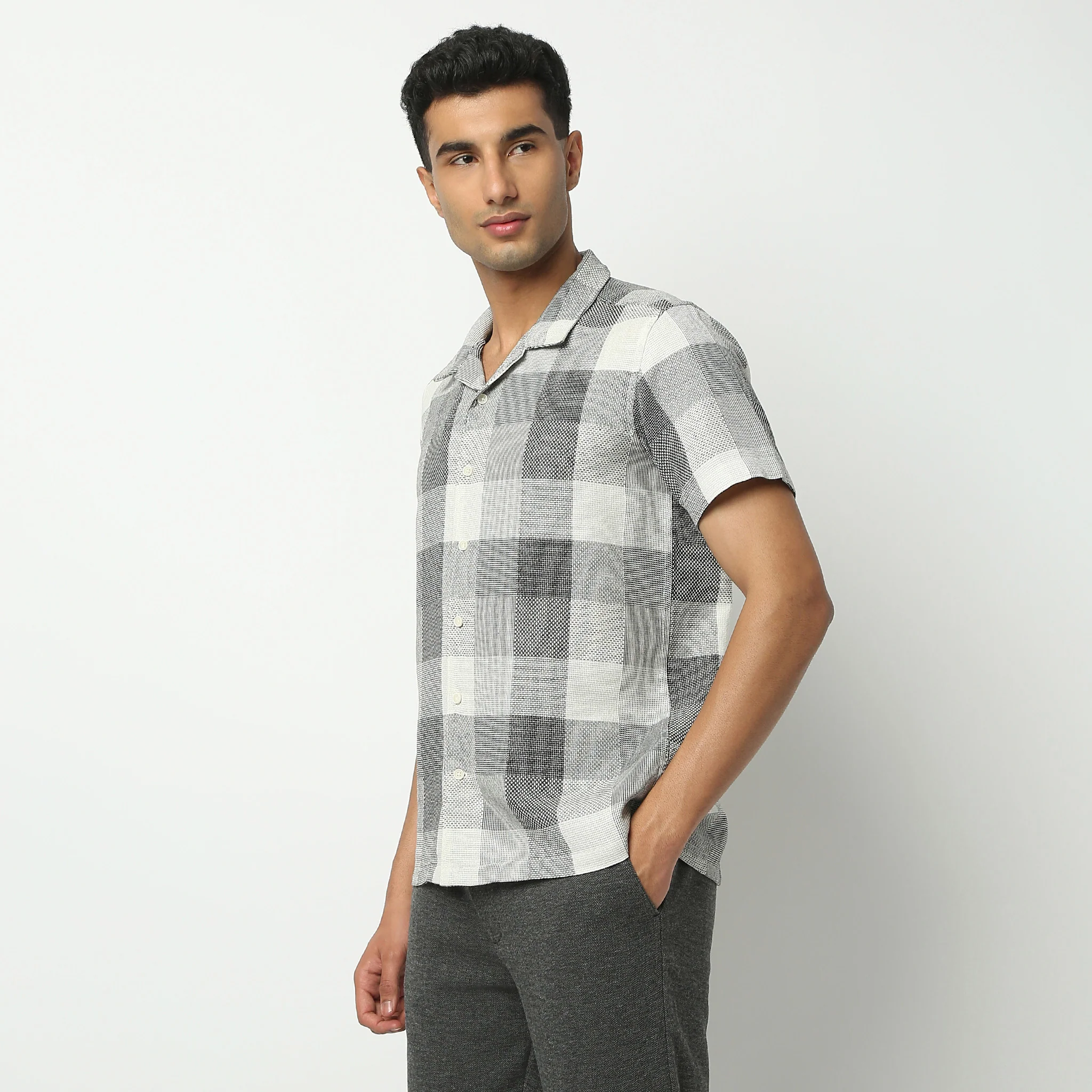 Camp Collar Checkered Mood Shirt - Image 5