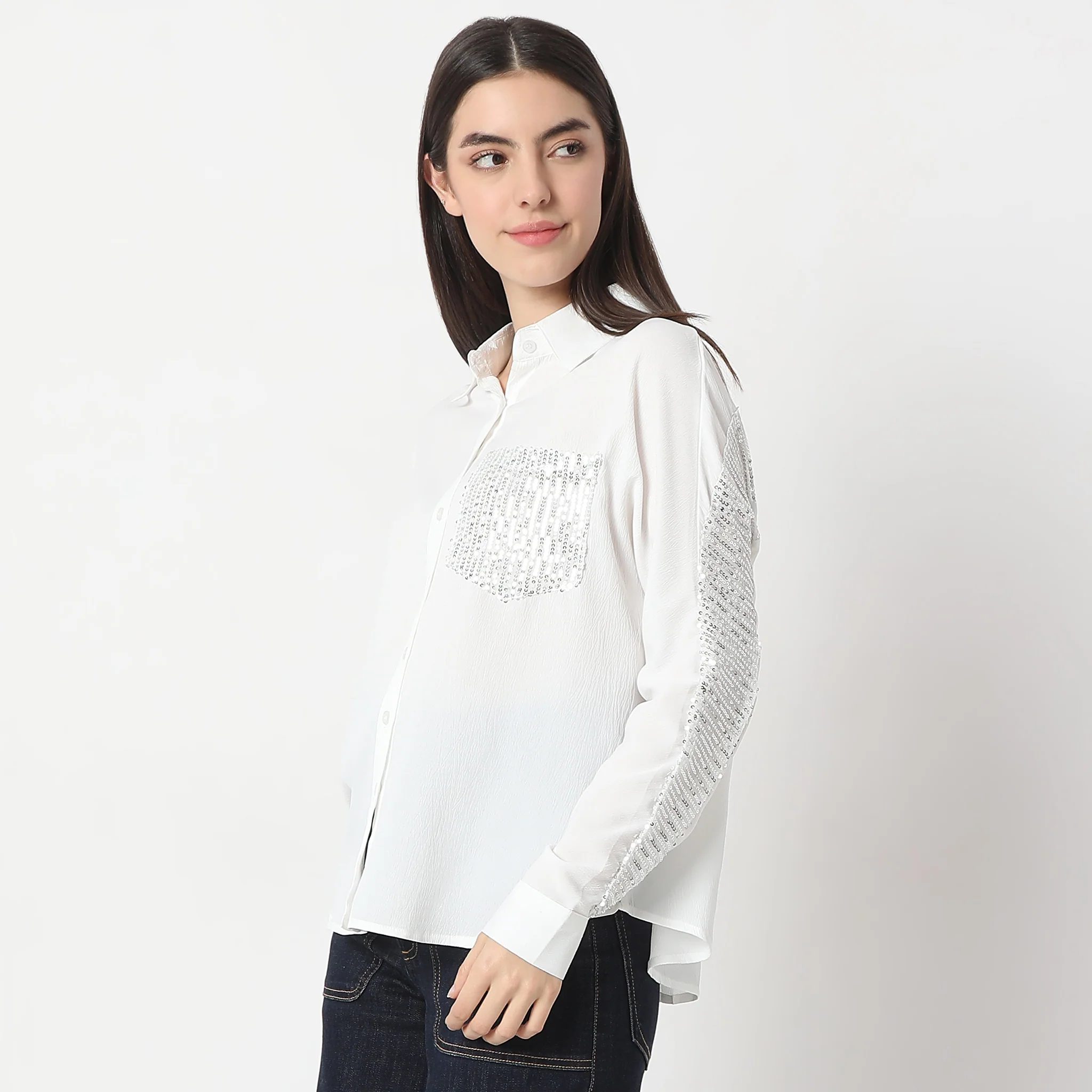 Embellished Shirt Collar Full Sleeve Shirt - Image 5