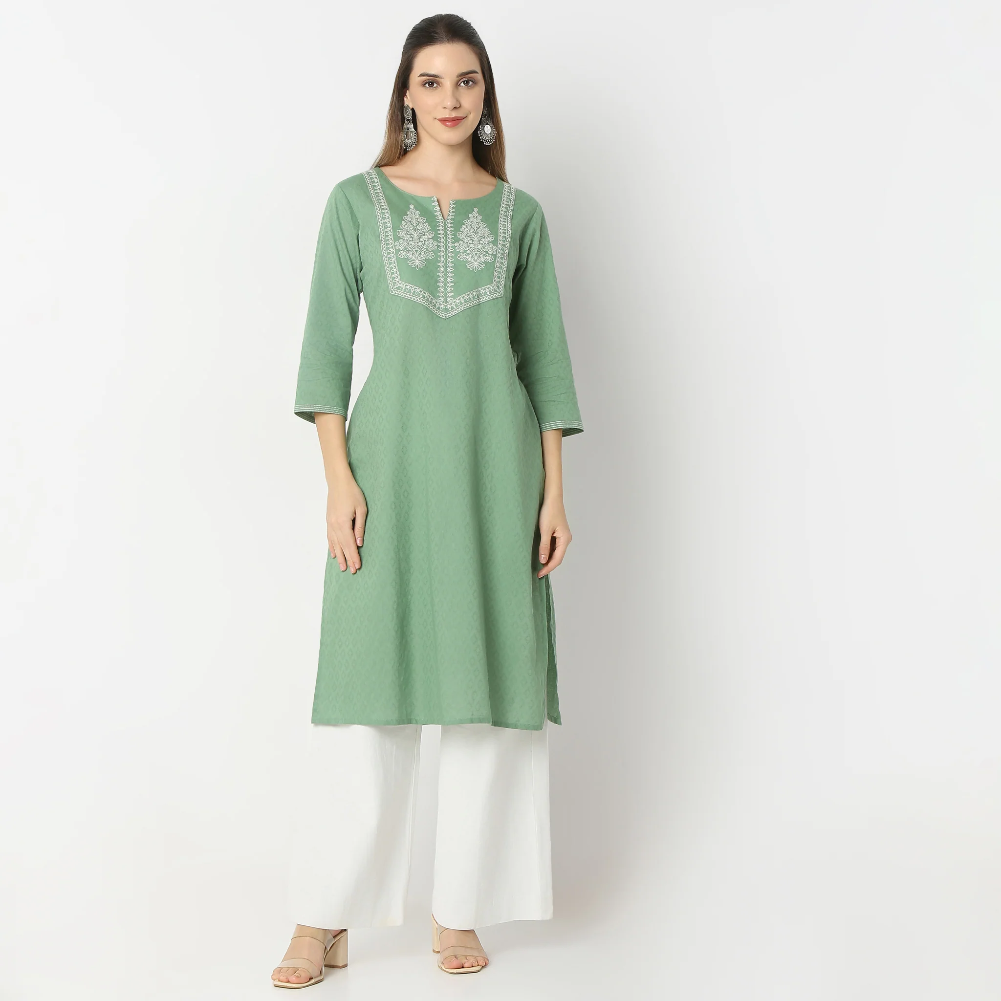 Embroidered Straight Kurta - Image 2