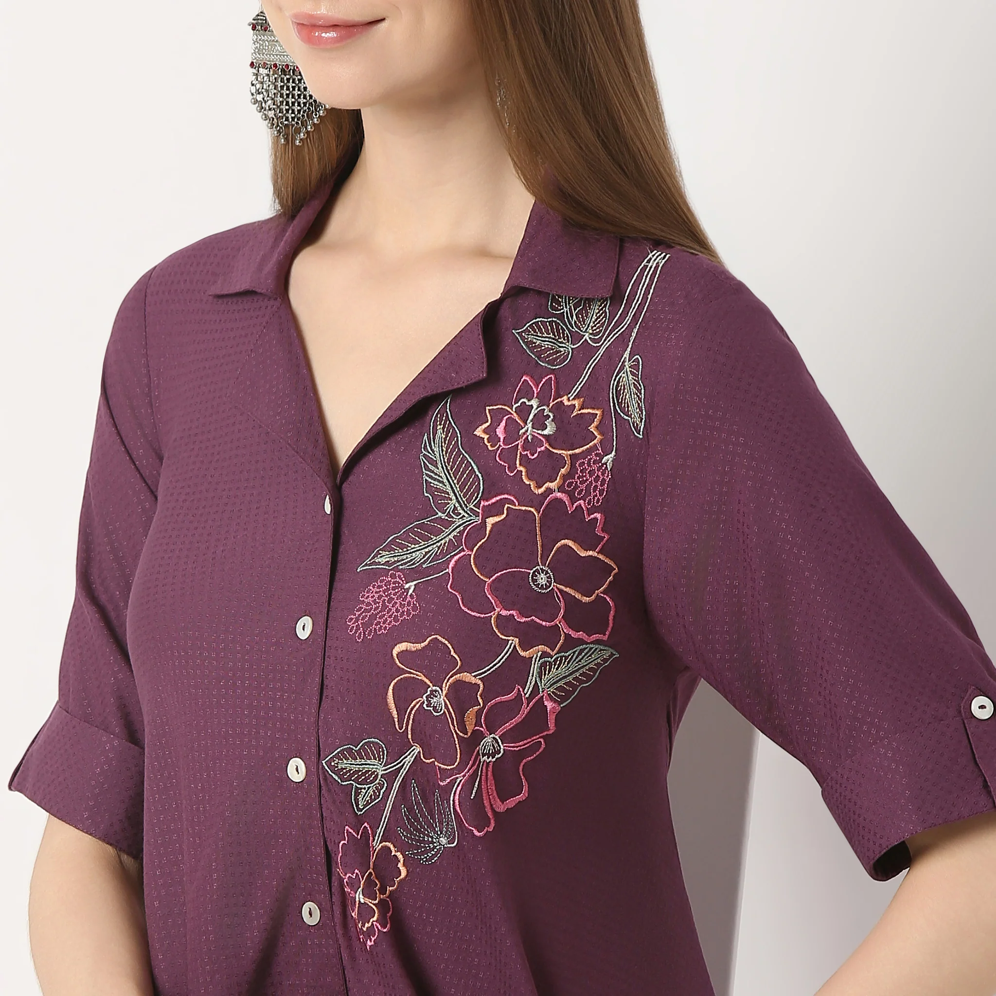 Regular Fit Embroidered Kurta With Pant Co-Ords - Image 11