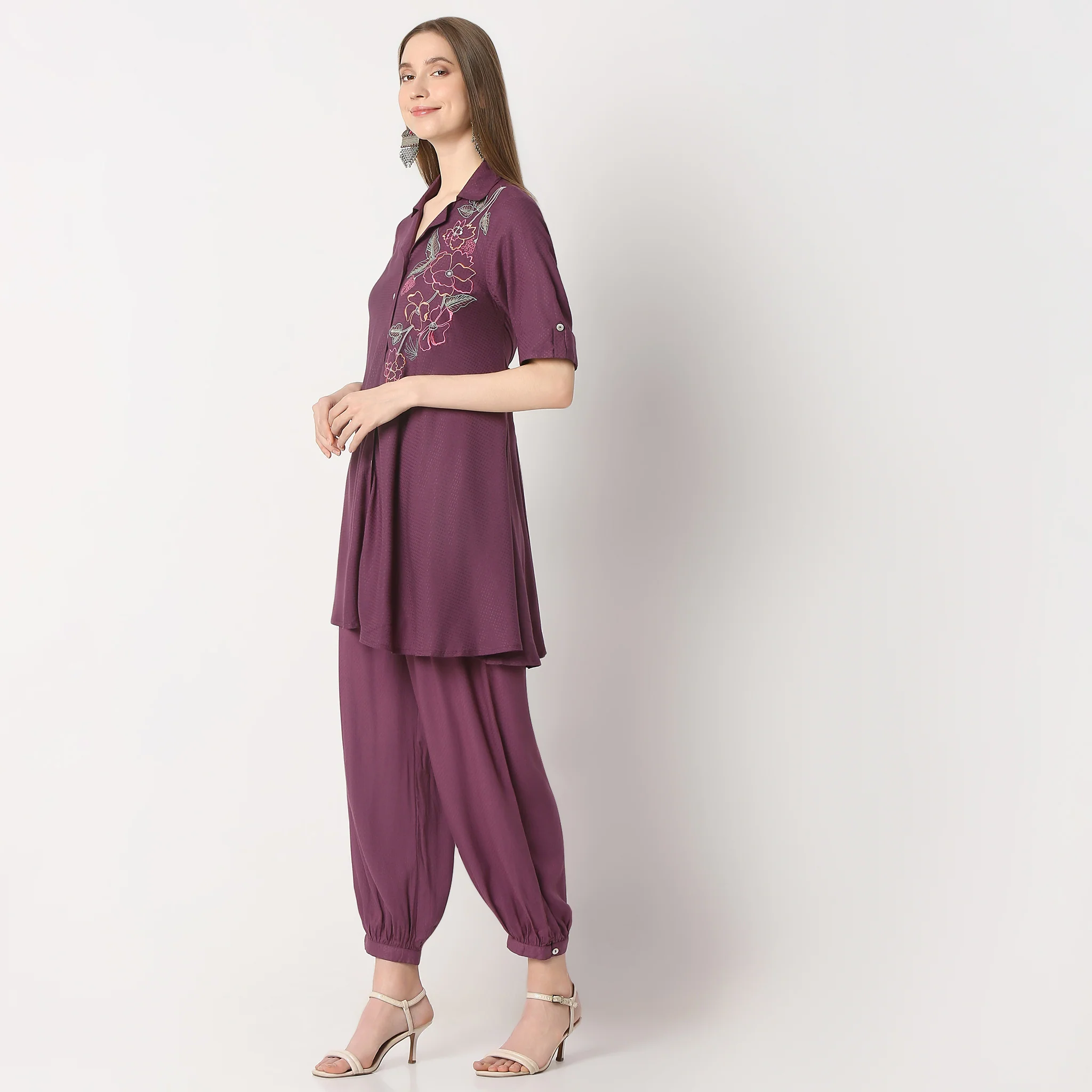 Regular Fit Embroidered Kurta With Pant Co-Ords - Image 12