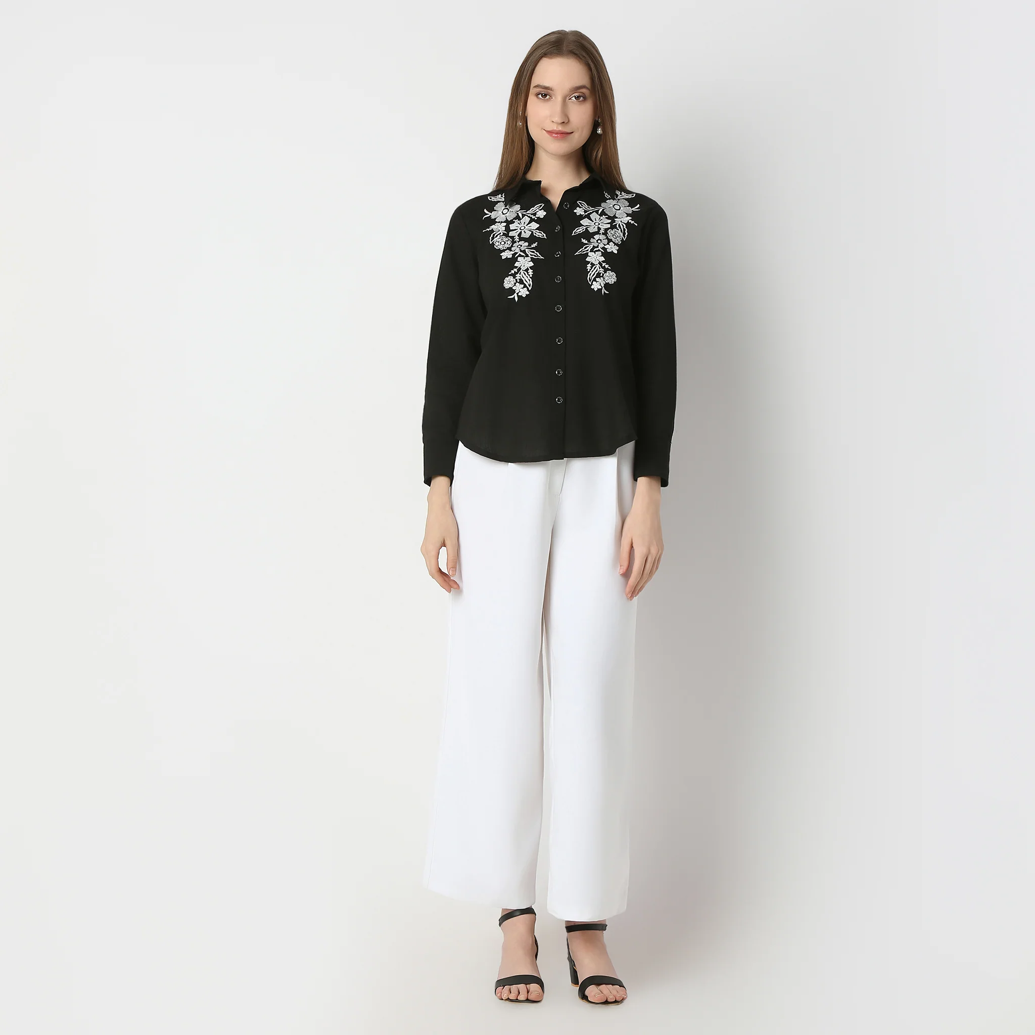 Embroidered Straight Full Sleeve Shirt - Image 2