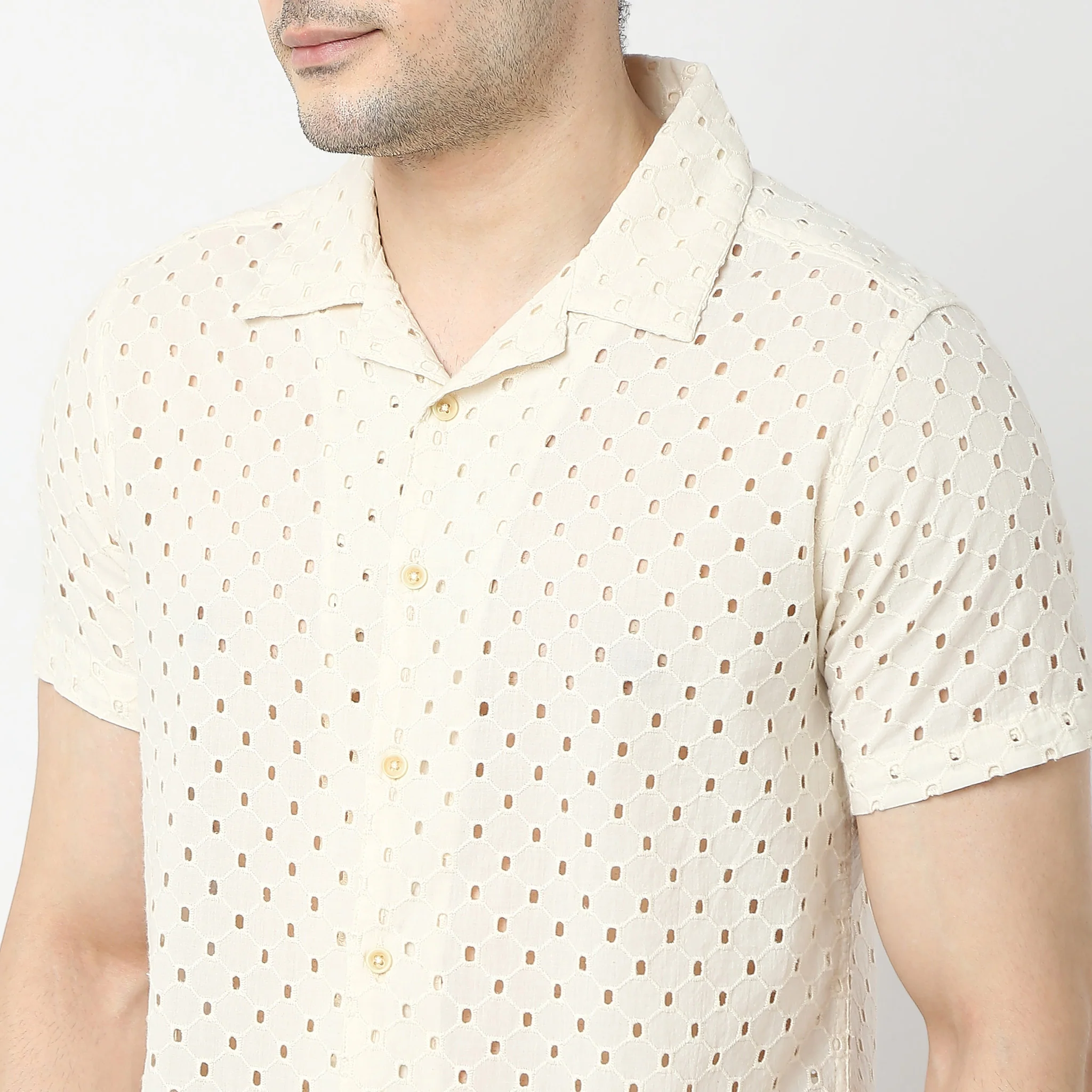Trendy "Bae" Shirt Pure Cotton Embroidered Cuban Collar Regular Fit Shirt - Image 10