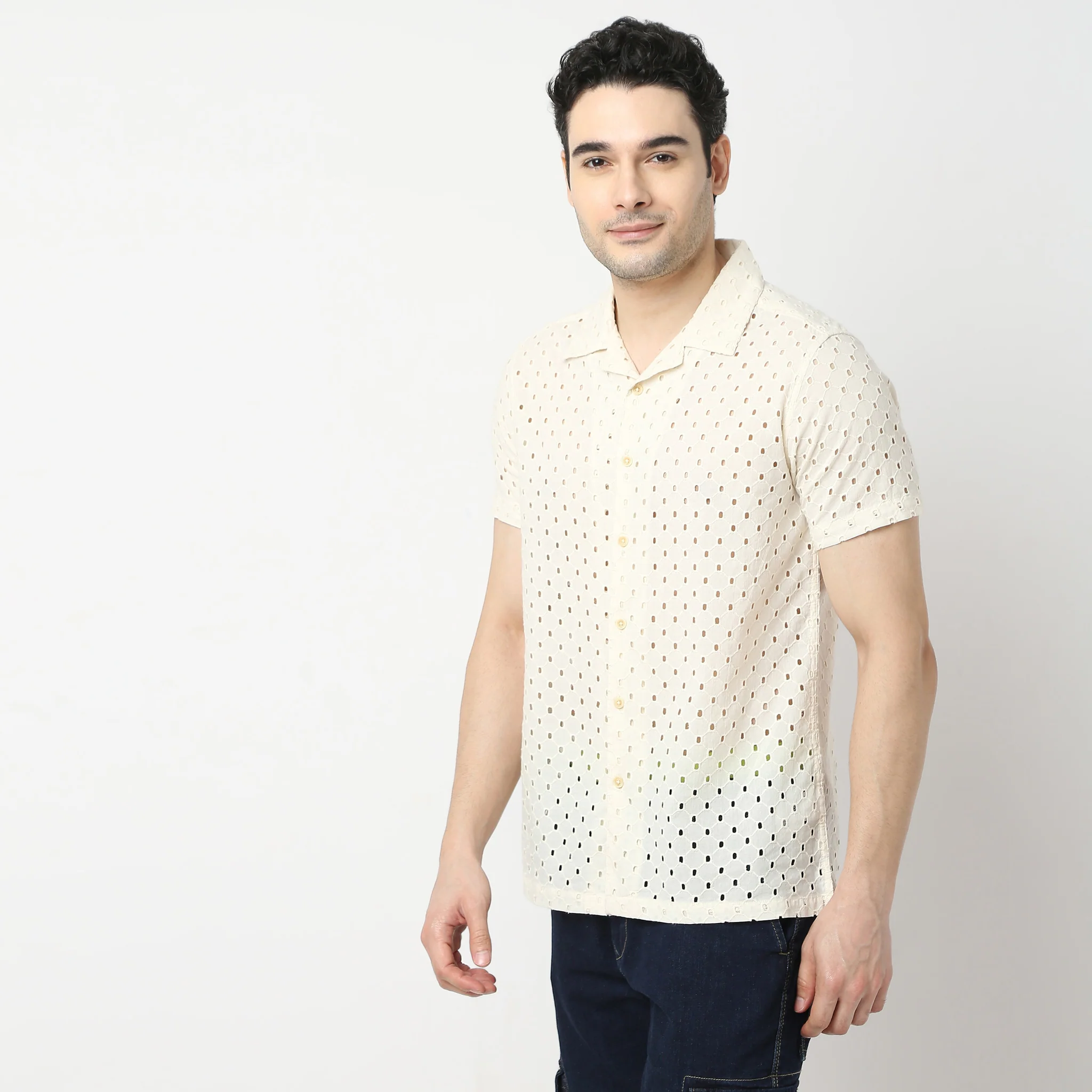 Trendy "Bae" Shirt Pure Cotton Embroidered Cuban Collar Regular Fit Shirt - Image 9