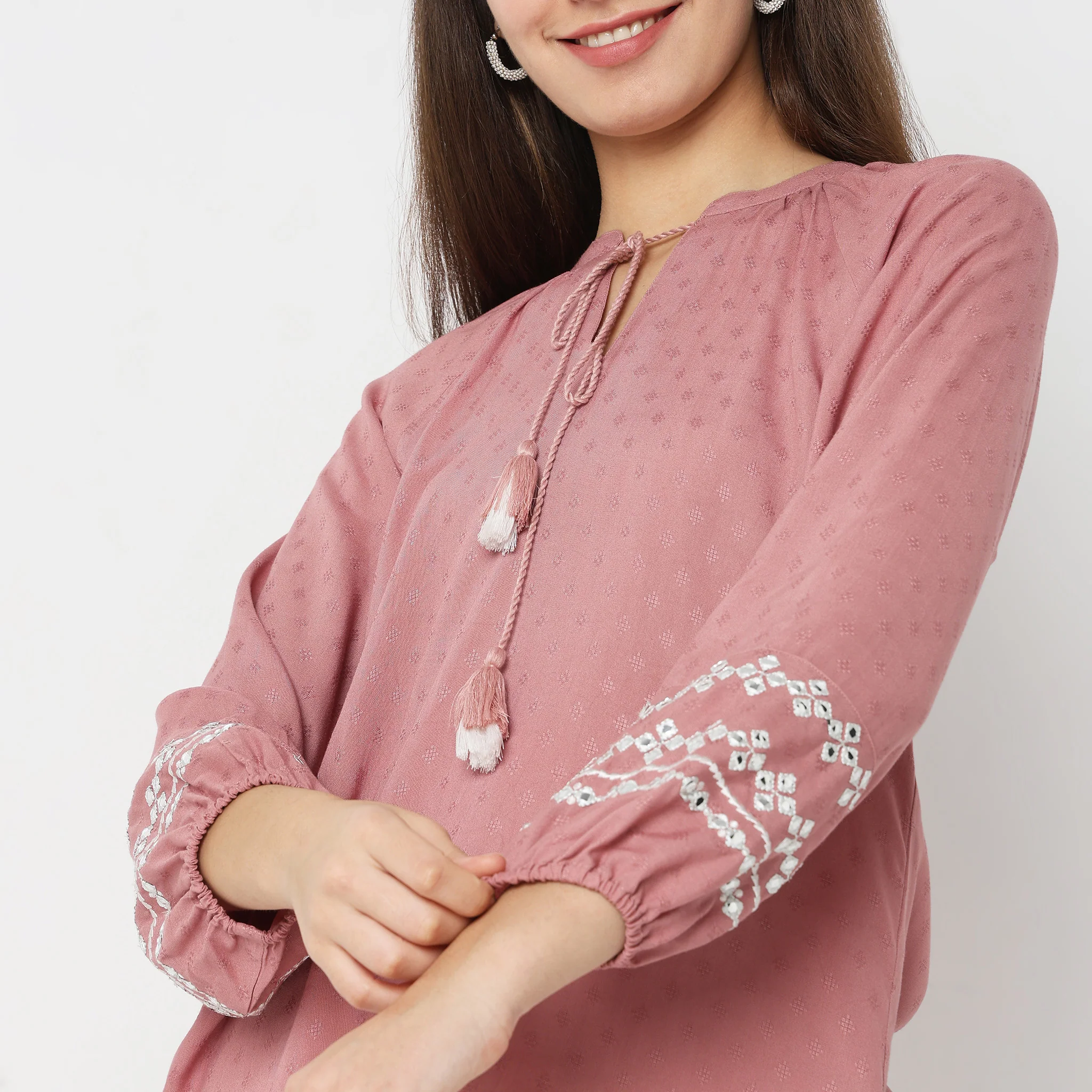 Regular Fit Embroidered Top - Image 4