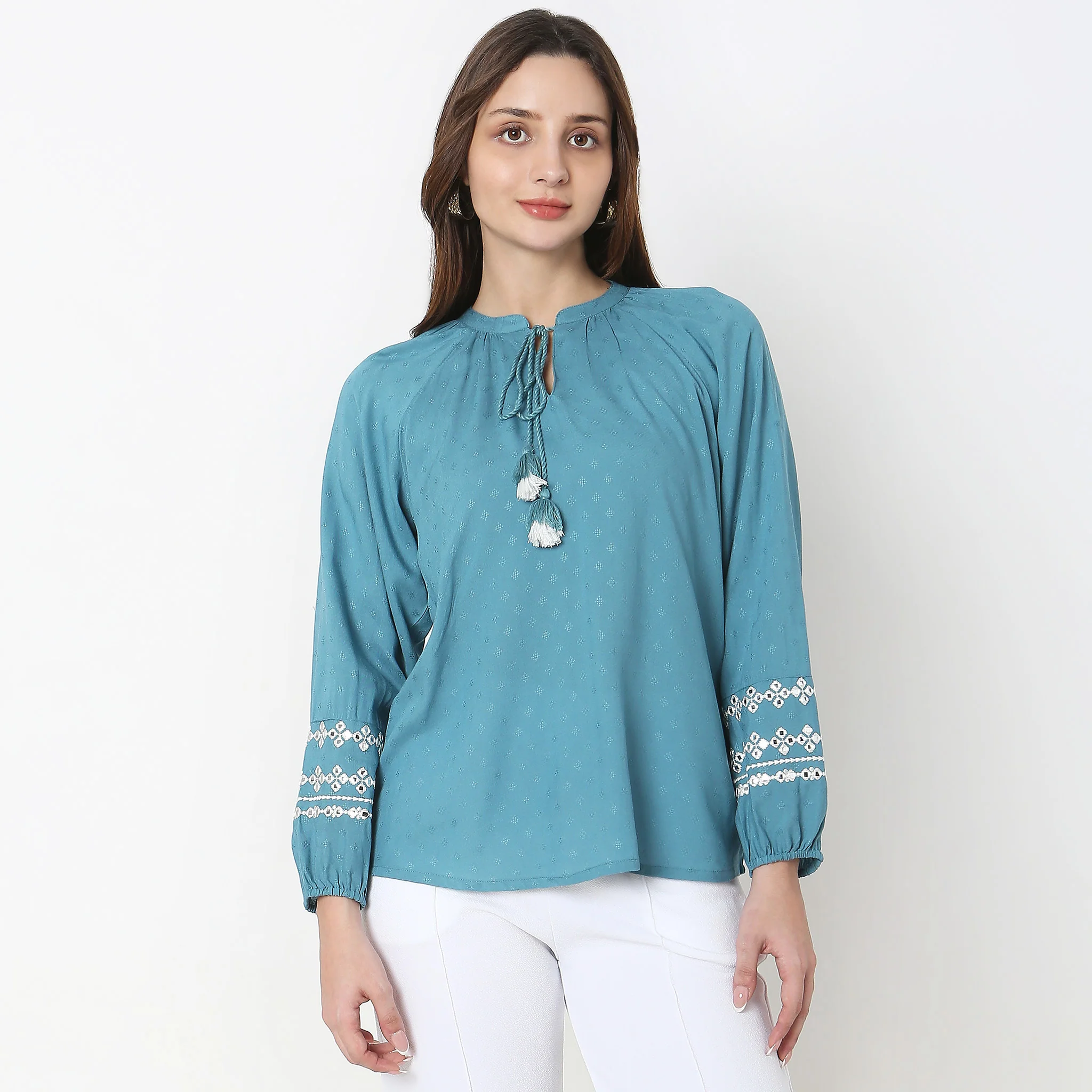 Regular Fit Embroidered Top - Image 7