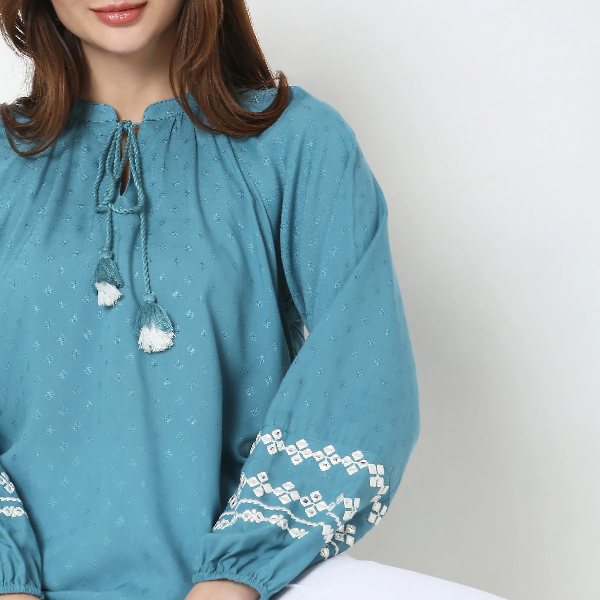 Regular Fit Embroidered Top - Image 9