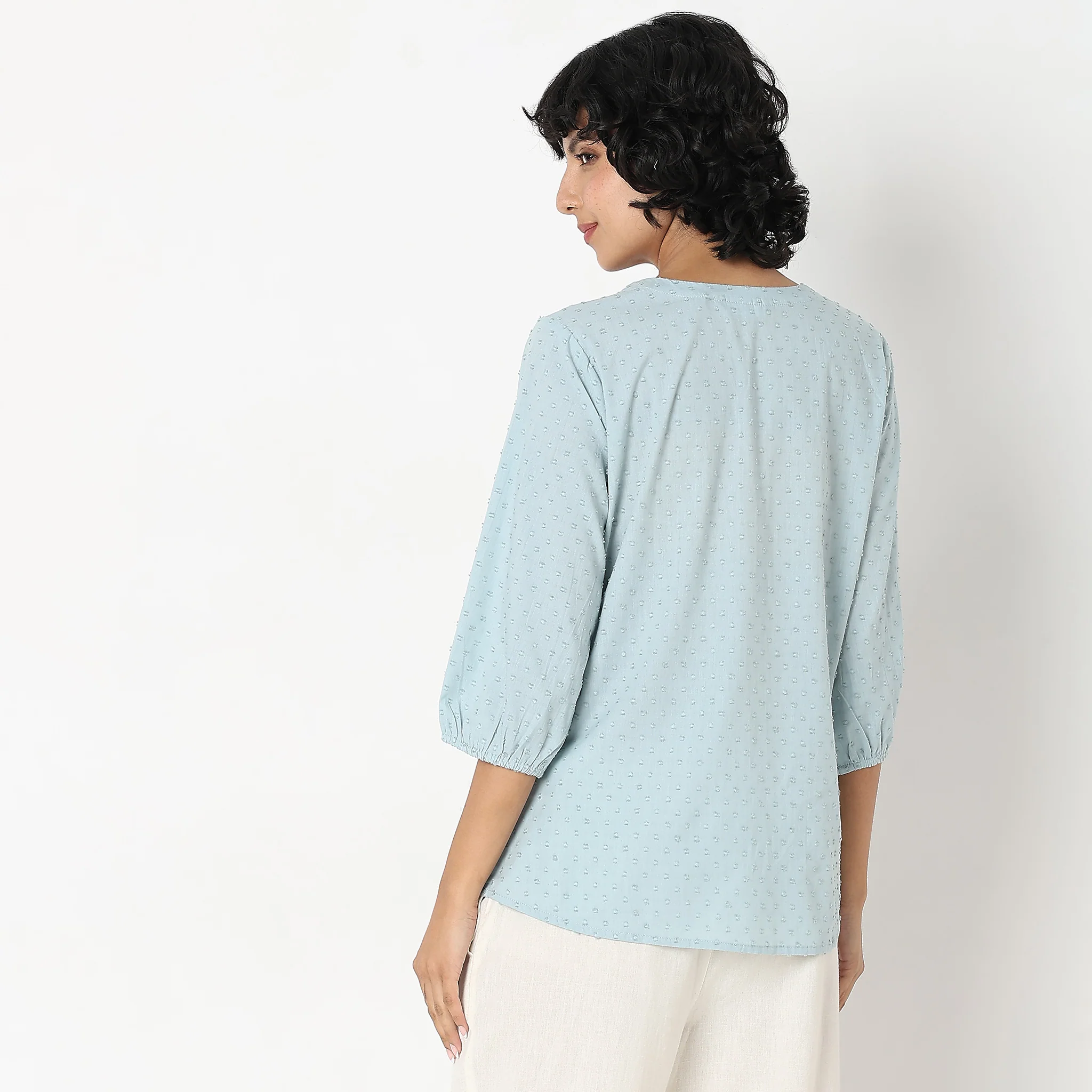 Regular Fit Embroidered A-Line Top - Image 3