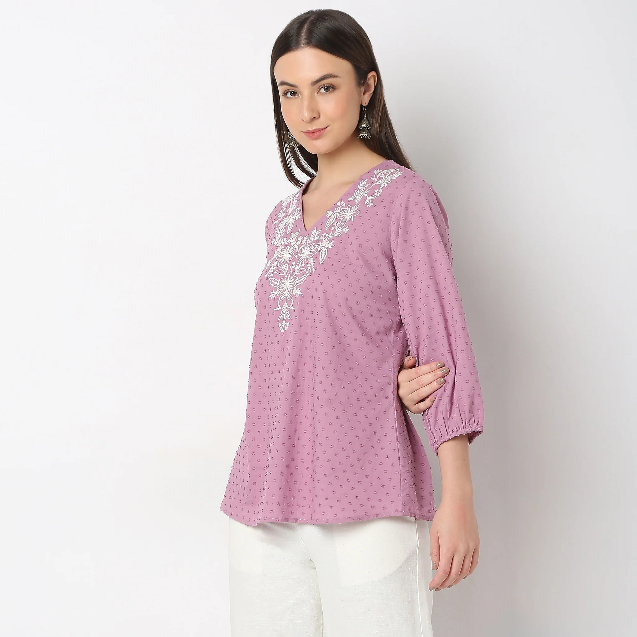 Regular Fit Embroidered Top - Image 10