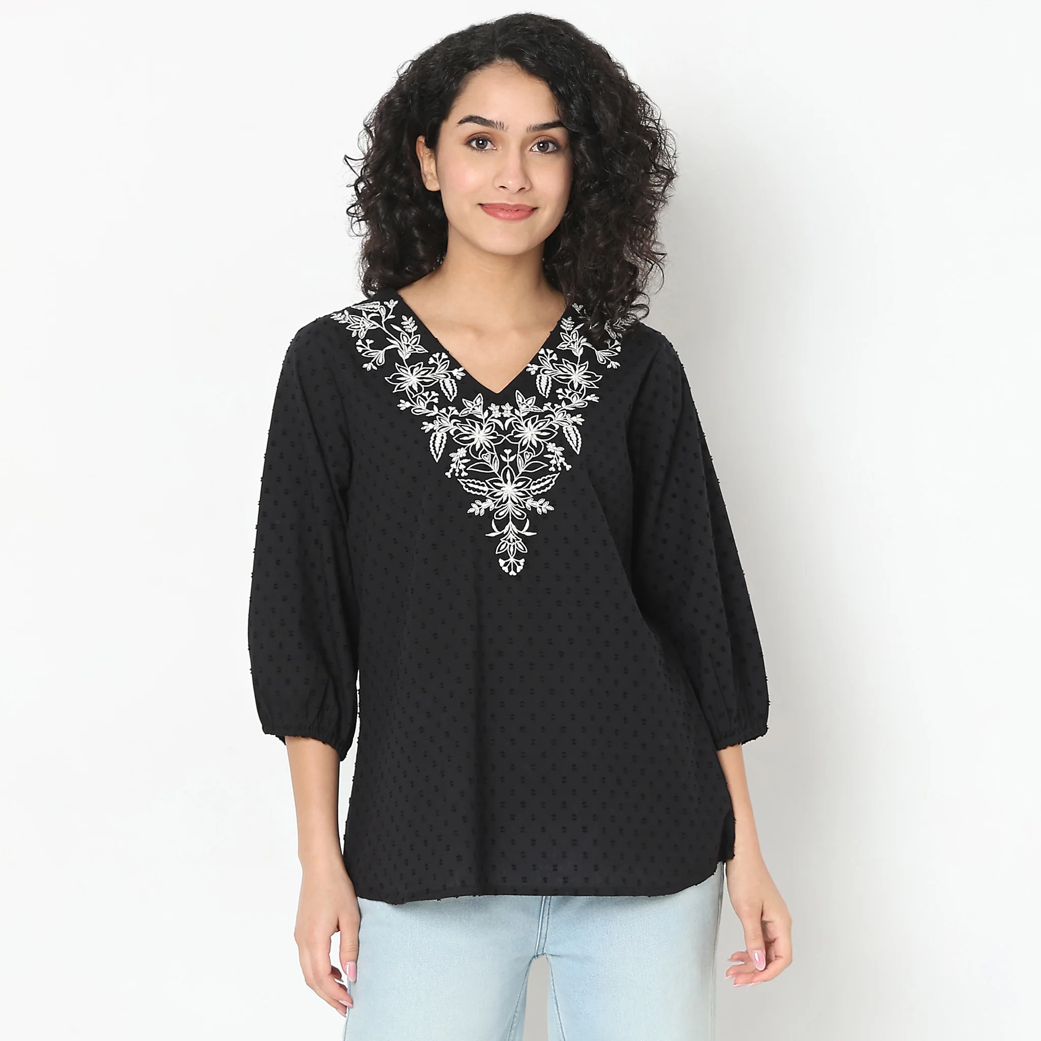 Regular Fit Embroidered Top - Image 2