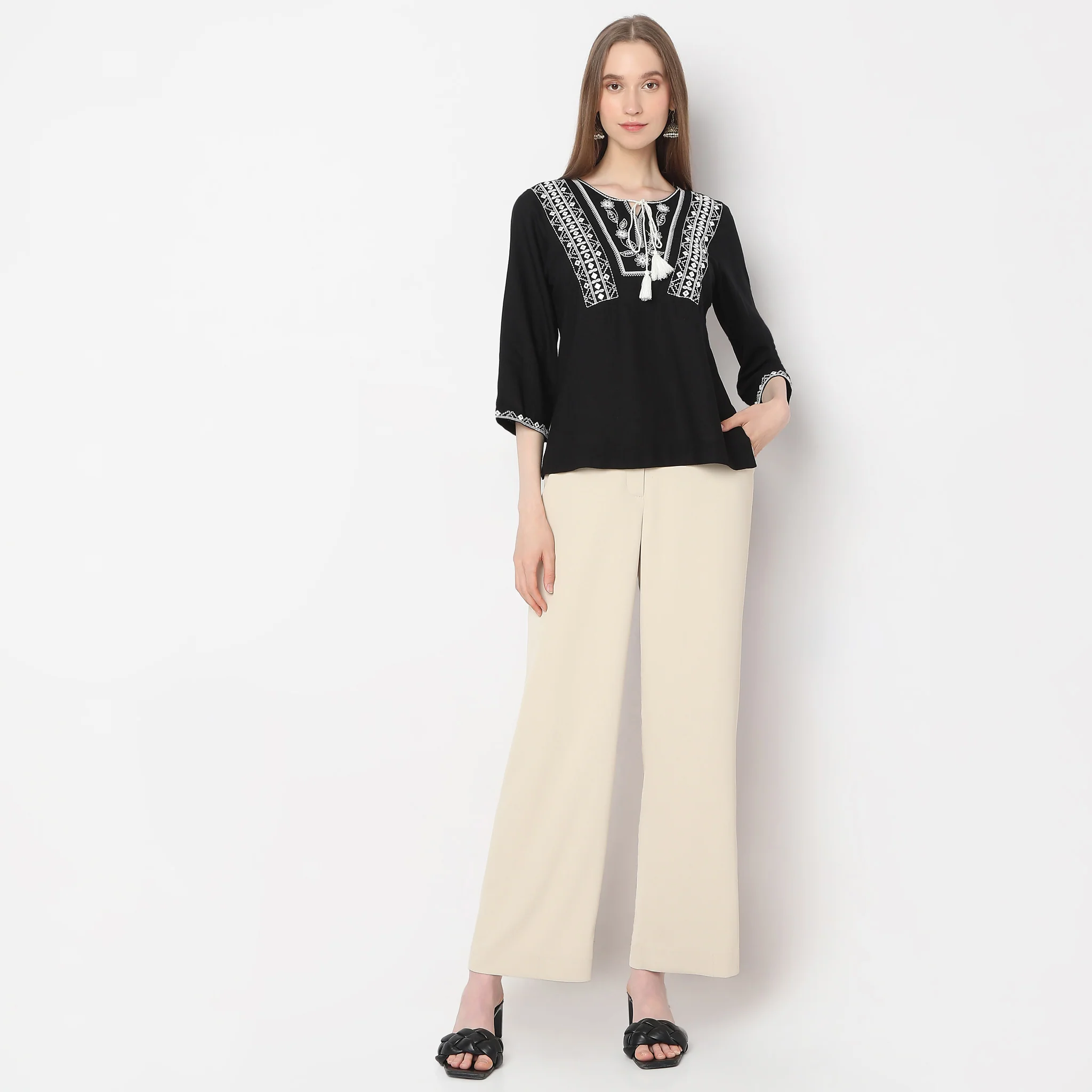 Regular Fit Embroidered Top - Image 2