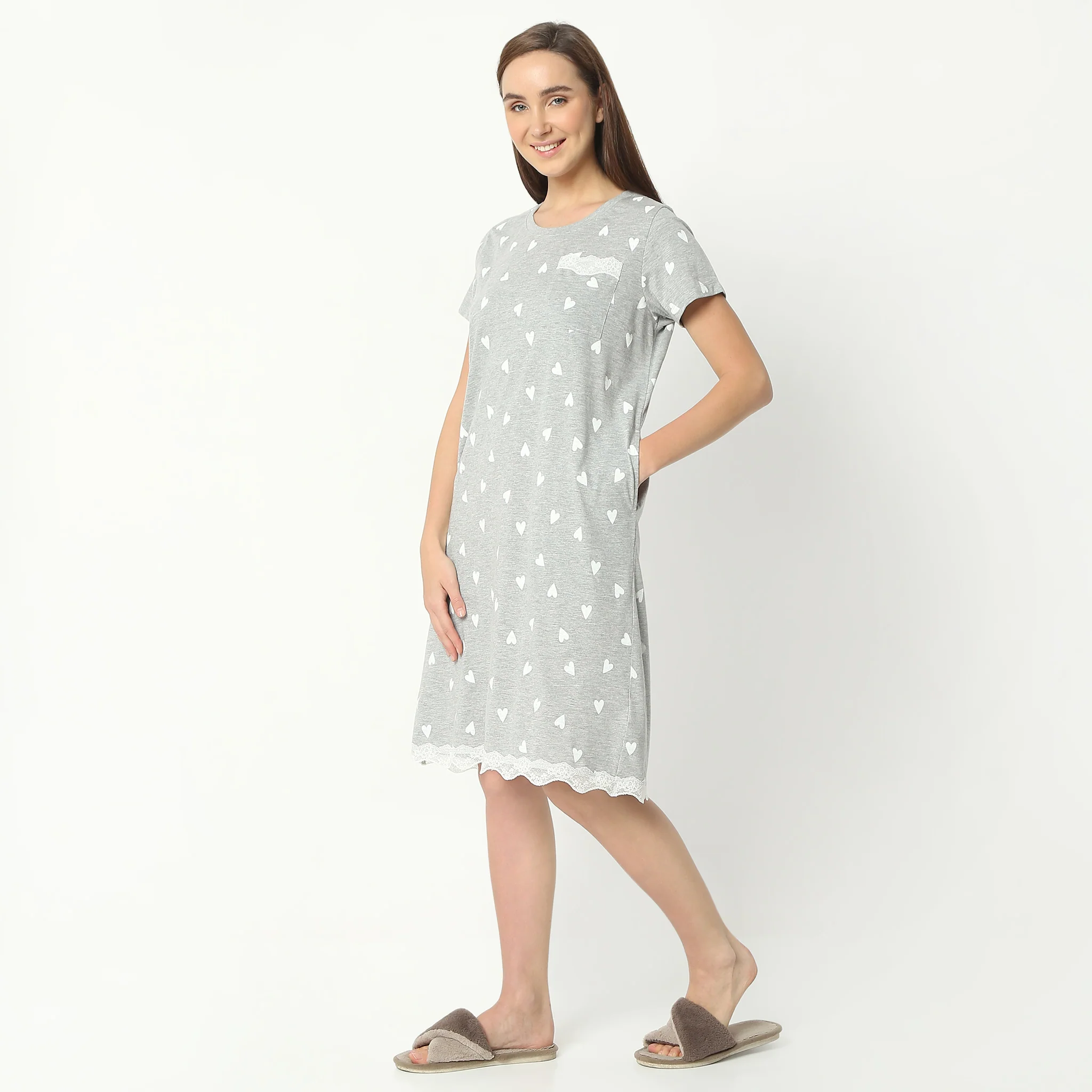Floral Knee Length Short Sleeve Gown - Image 5