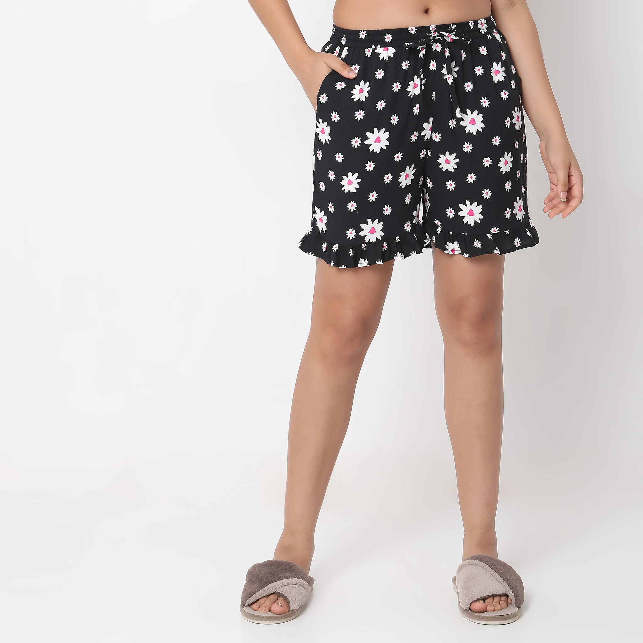 Woven Floral Top With Shorts Sleepwear Set - Image 6