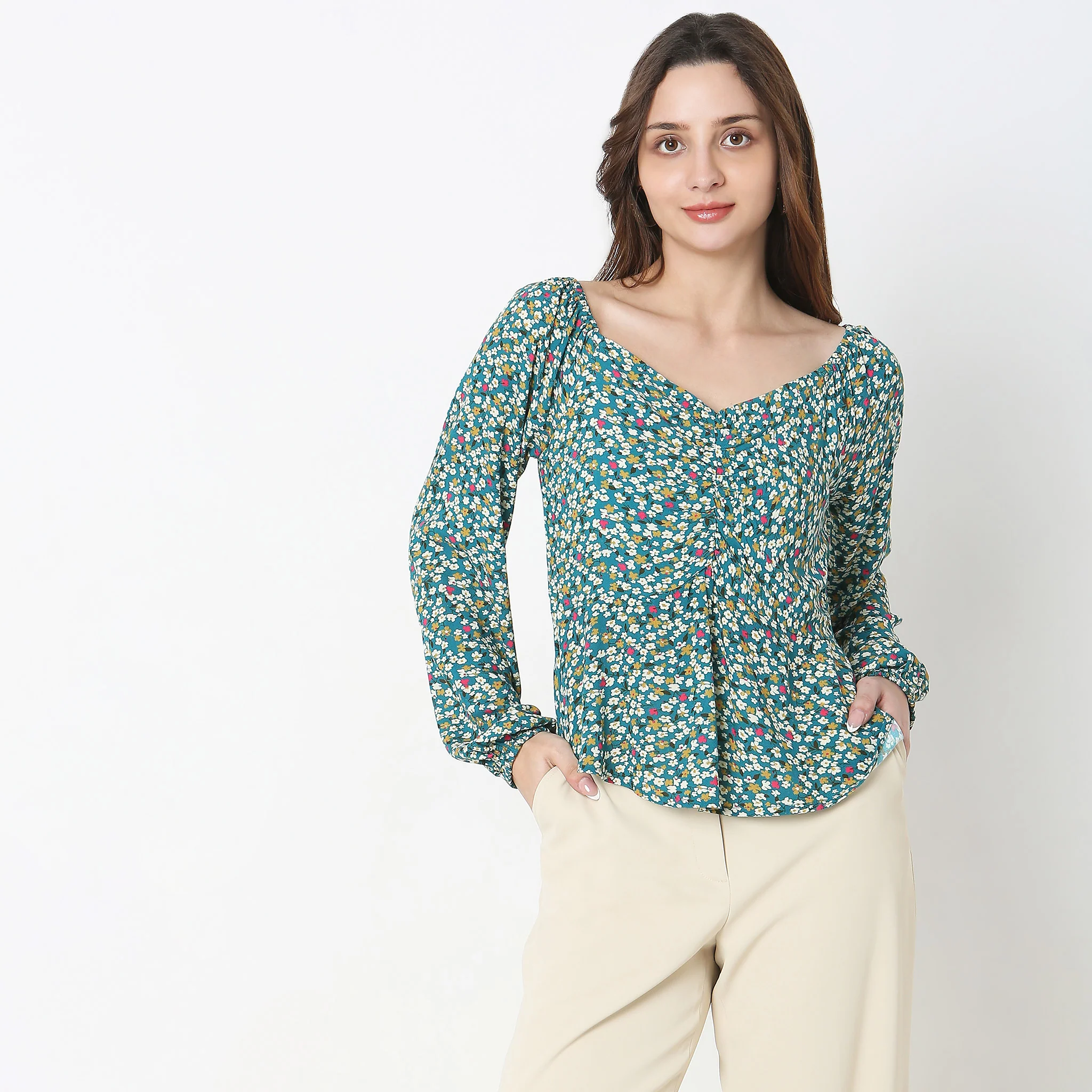 Regular Fit Floral Top - Image 2