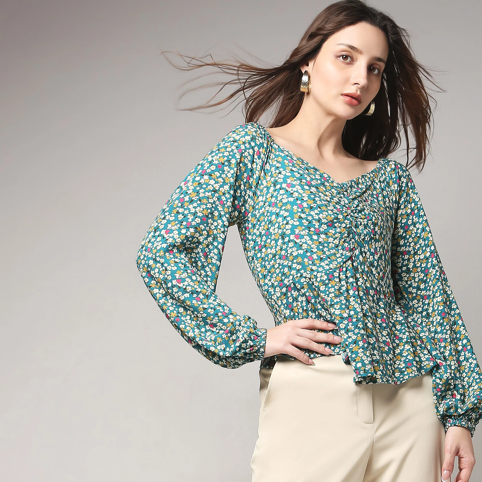 Regular Fit Floral Top - Image 7