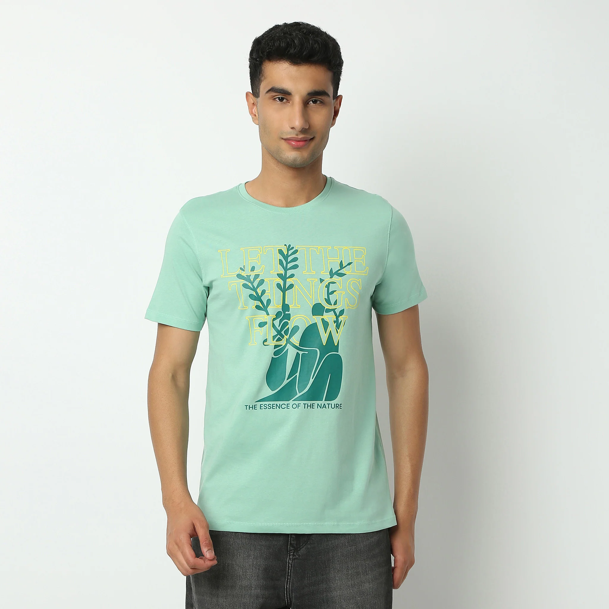 Crew Neck Half Sleeve Graphitee T-Shirt - Image 2