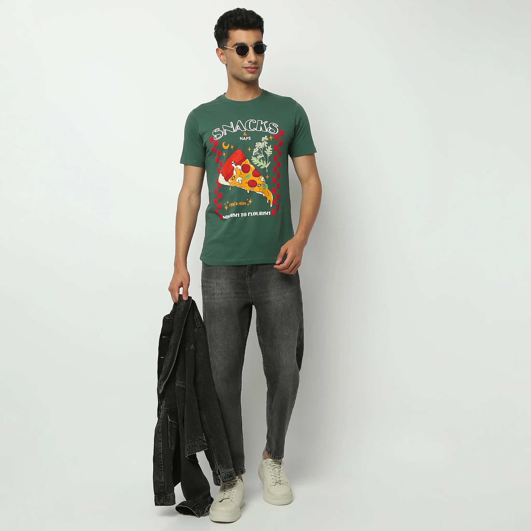 Crew Neck Half Sleeve Graphitee T-Shirt