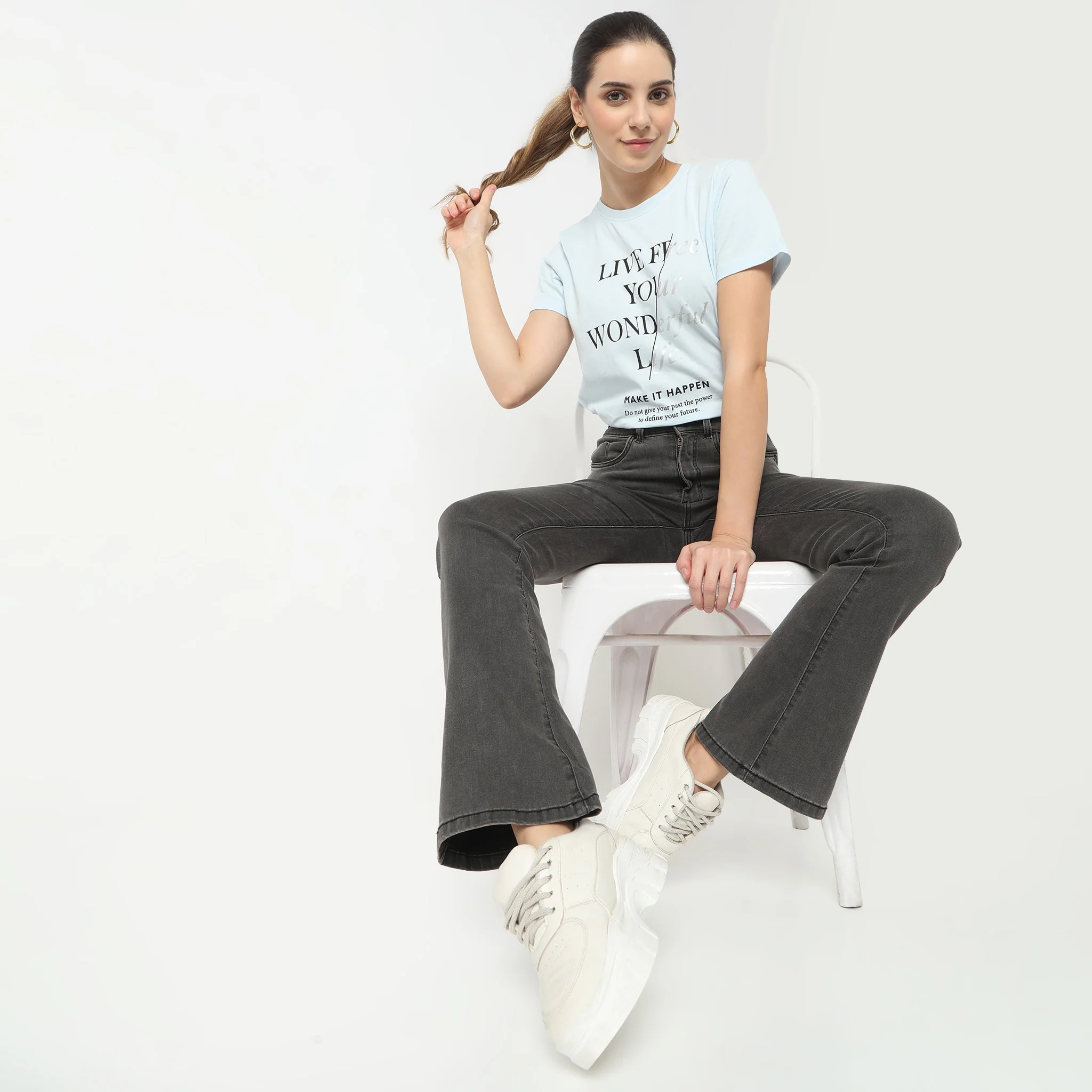 Short Sleeve Round Neck With Front Graphic T-Shirt