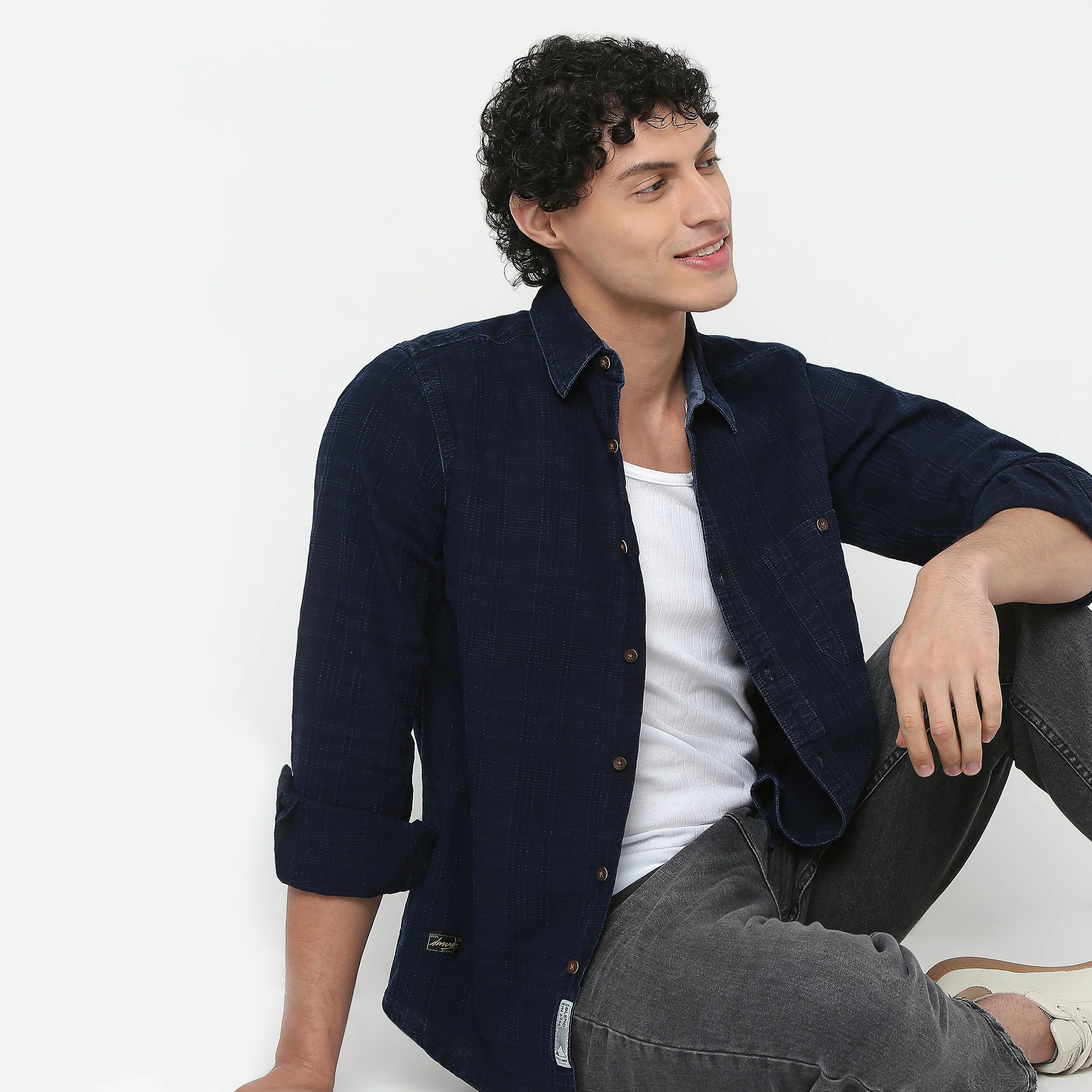 Regular Fit Indigo Check Shirt