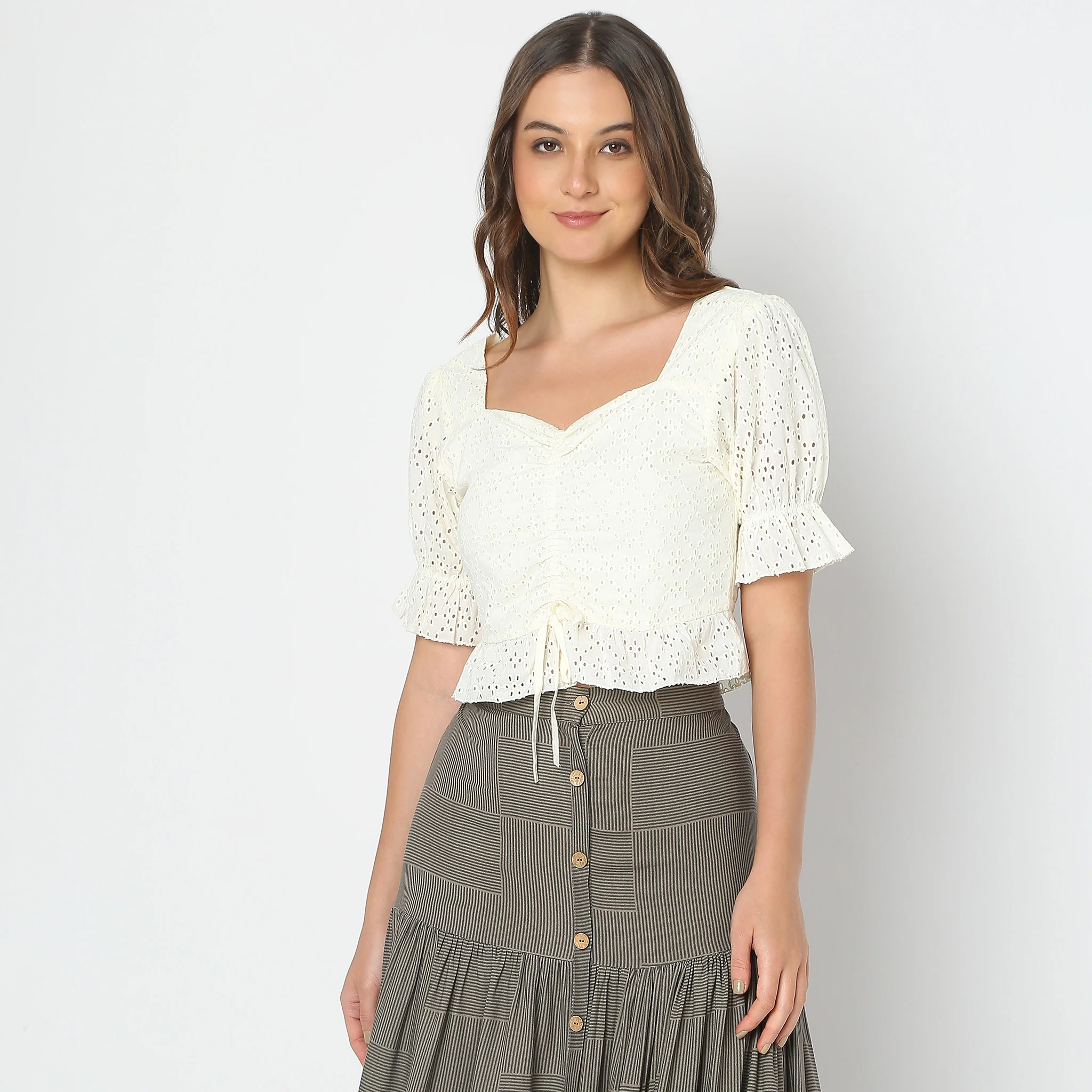 Regular Fit Lace Crop Top - Image 2