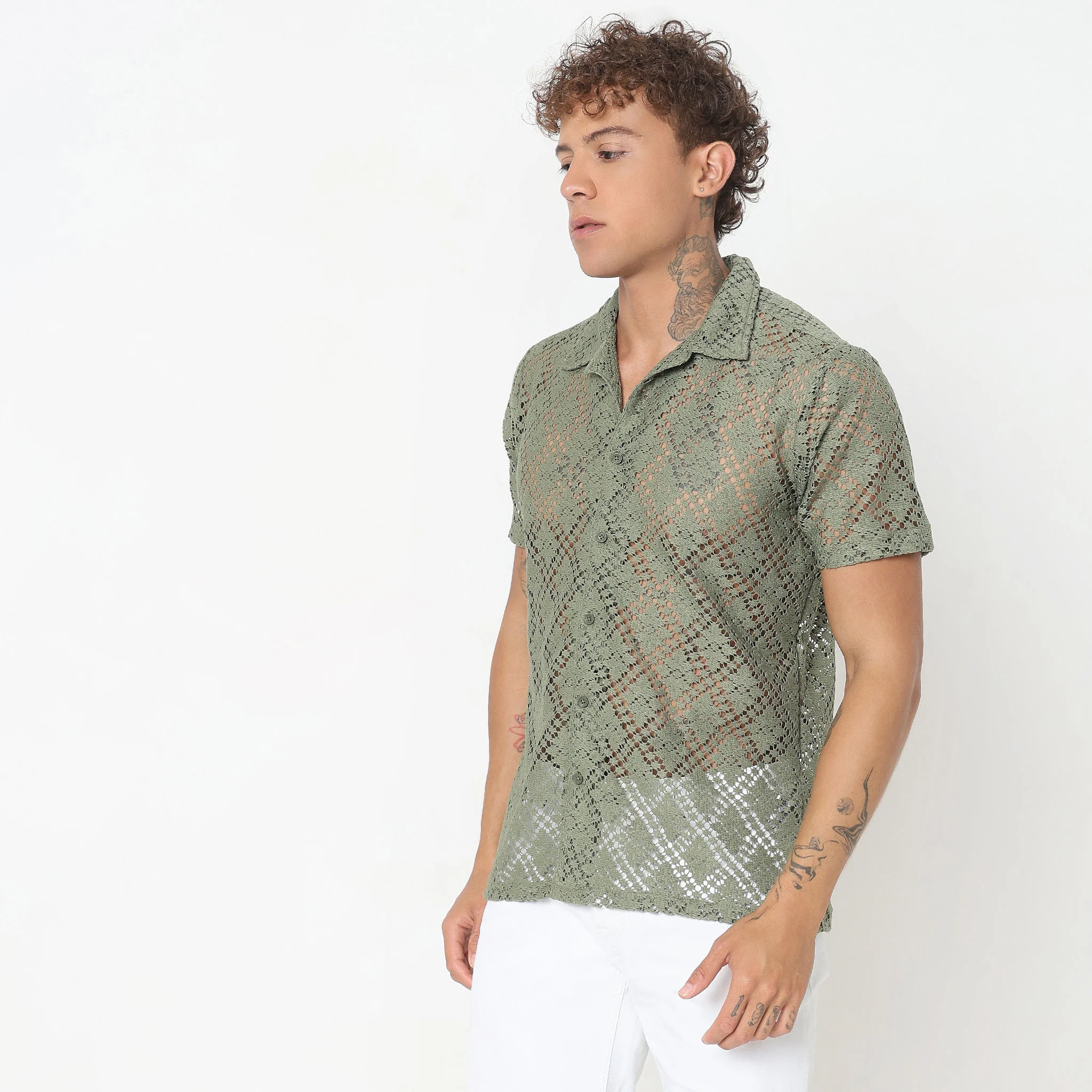 Regular Fit Lace Shirt - Image 5