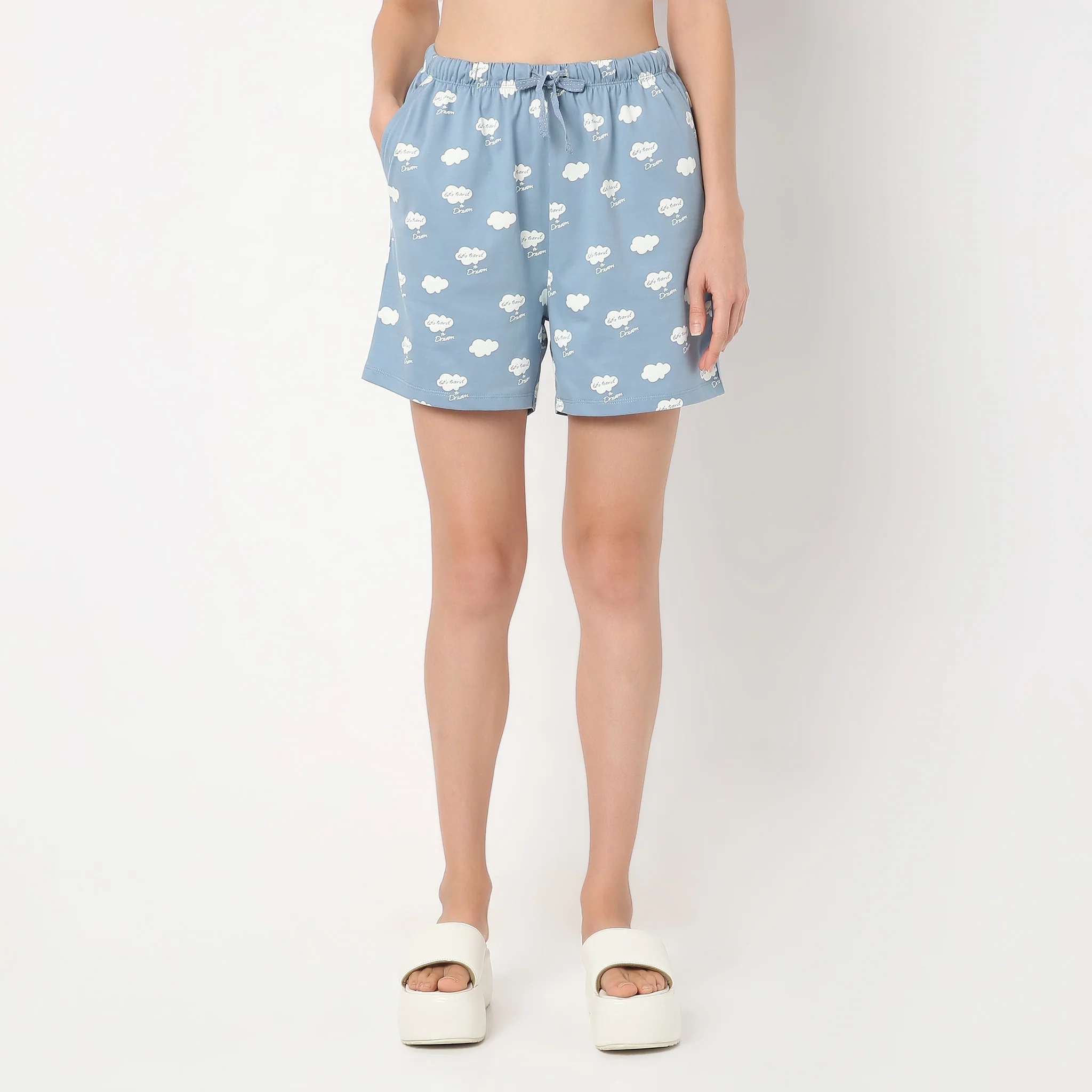 Above Knee Printed Lounge Shorts - Image 2