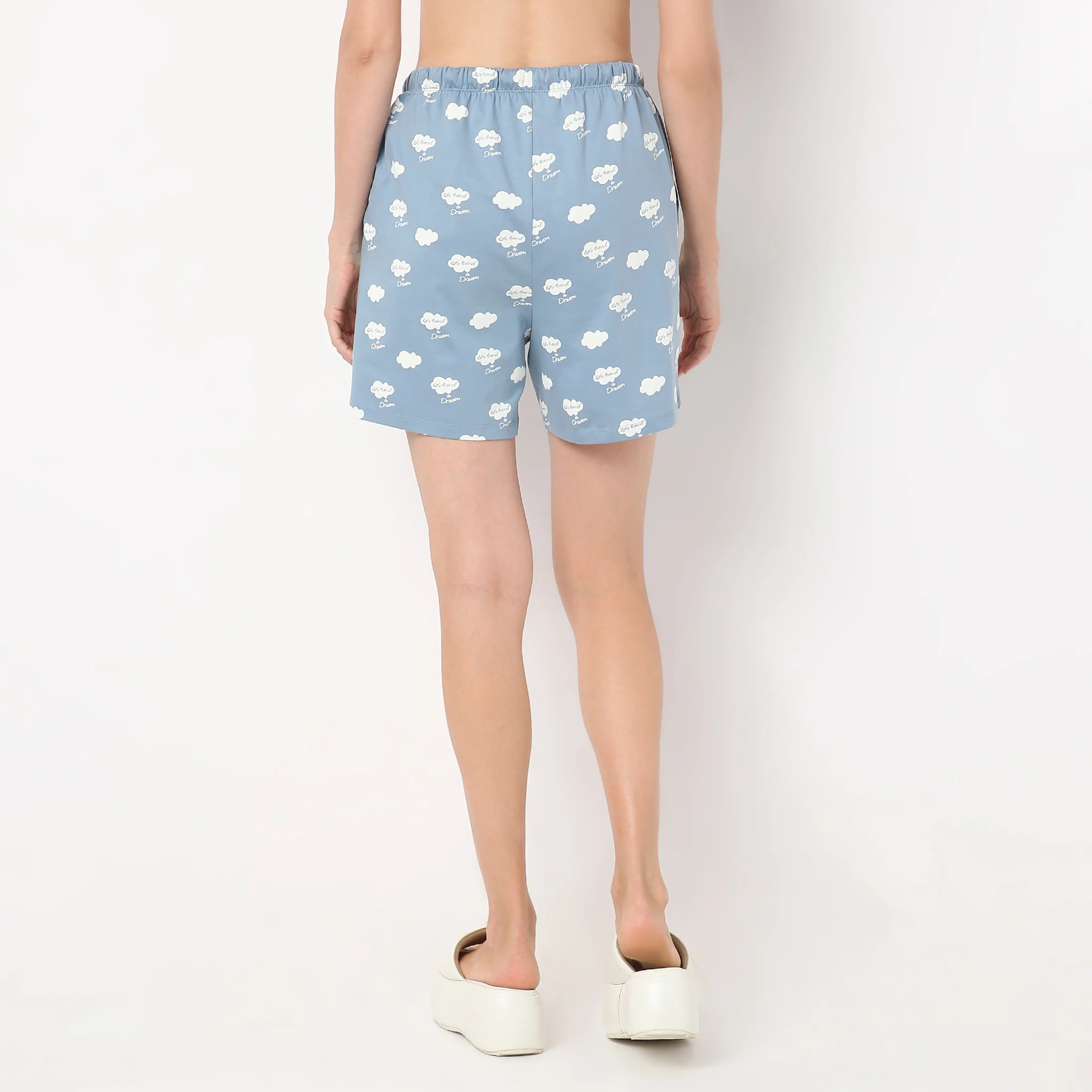 Above Knee Printed Lounge Shorts - Image 3