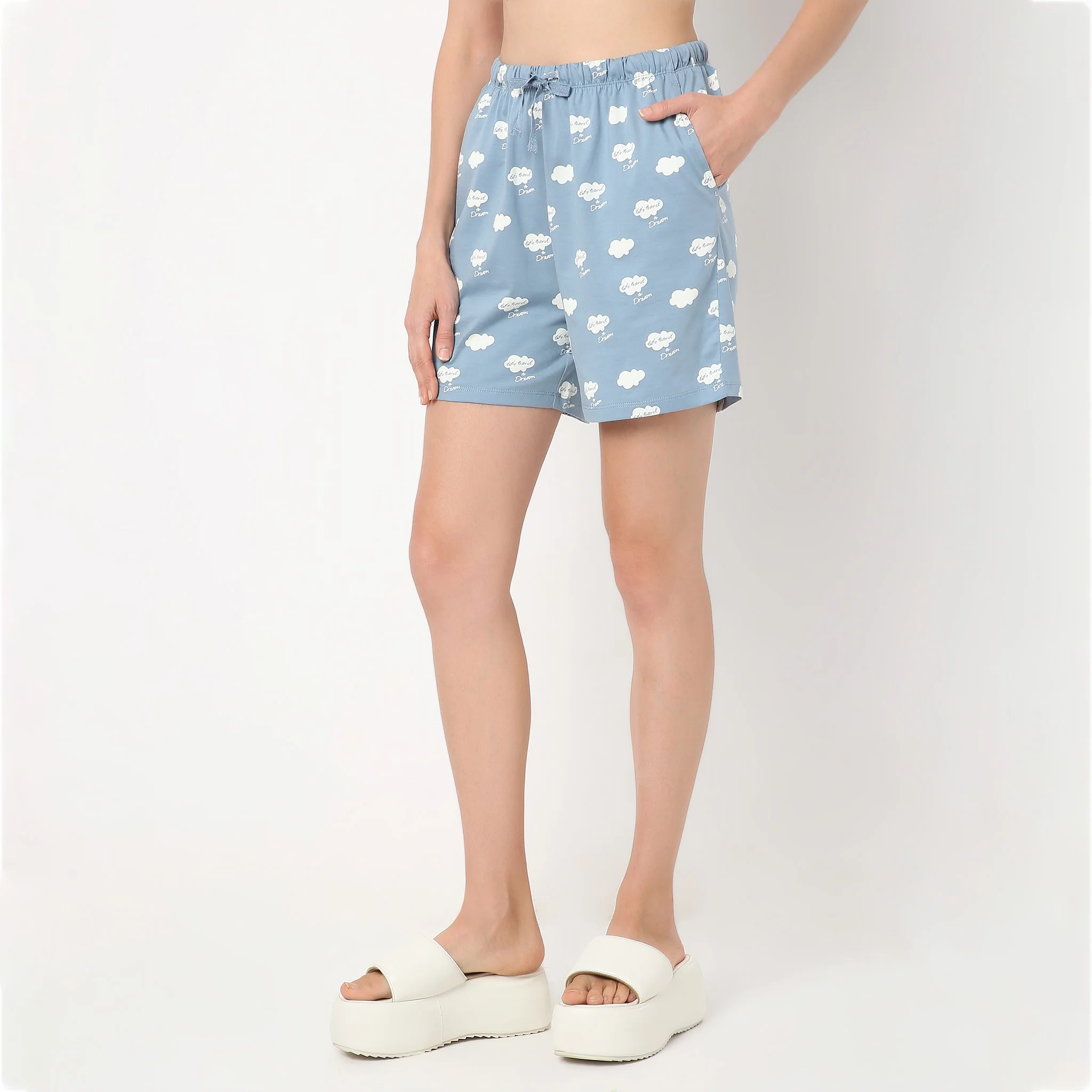 Above Knee Printed Lounge Shorts - Image 5