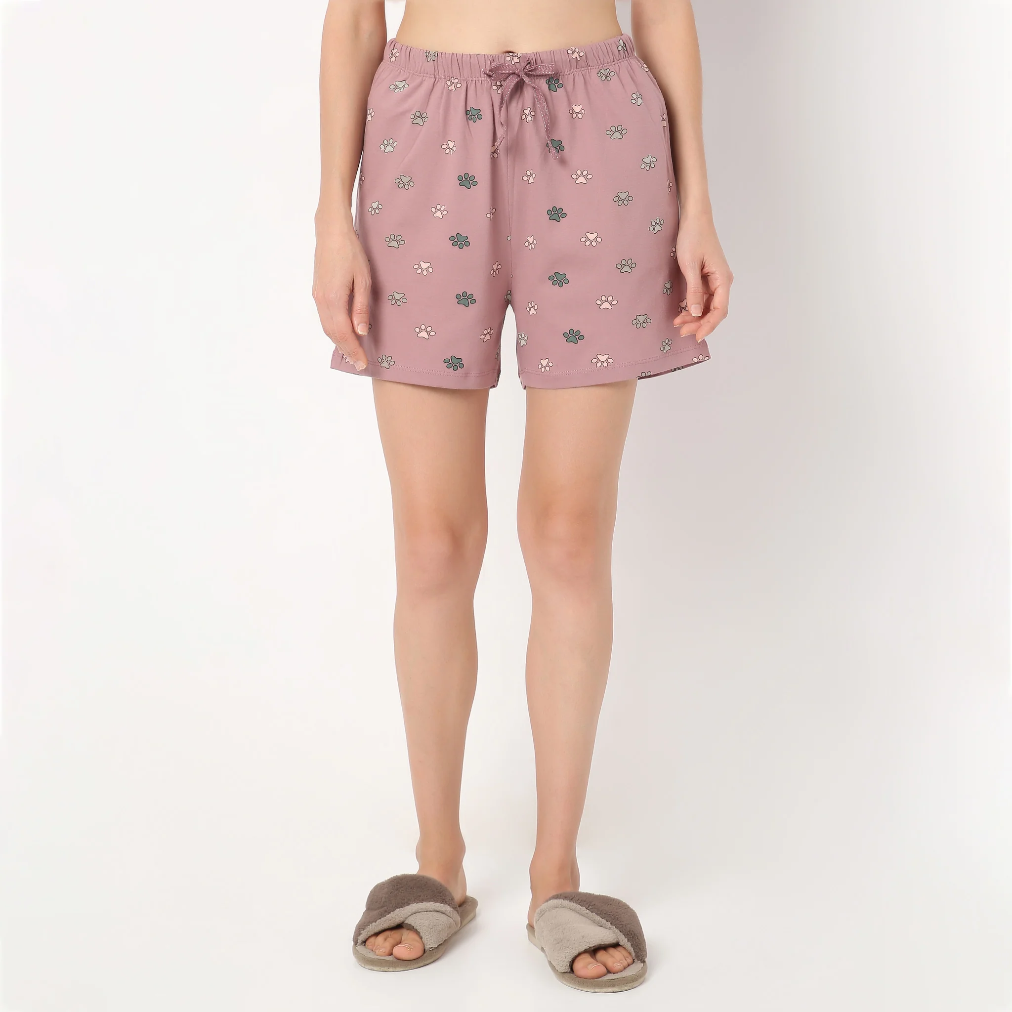 Above Knee Animal Print Lounge Shorts - Image 2