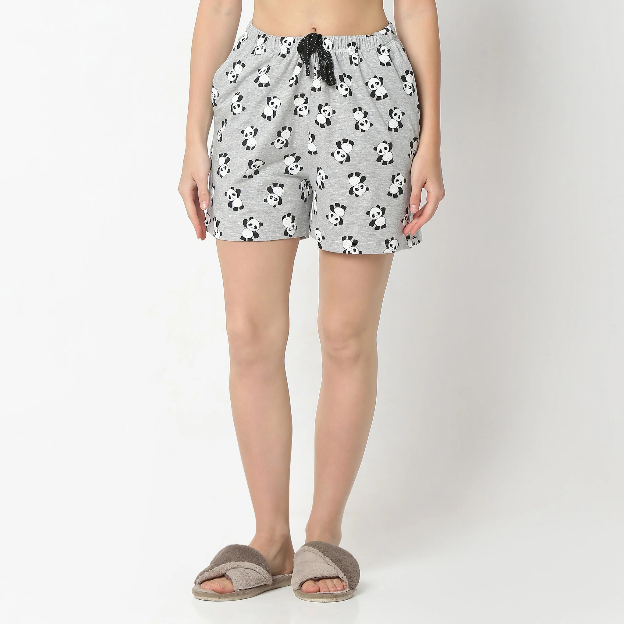 Printed Above Knee Mid Rise Lounge Shorts - Image 2