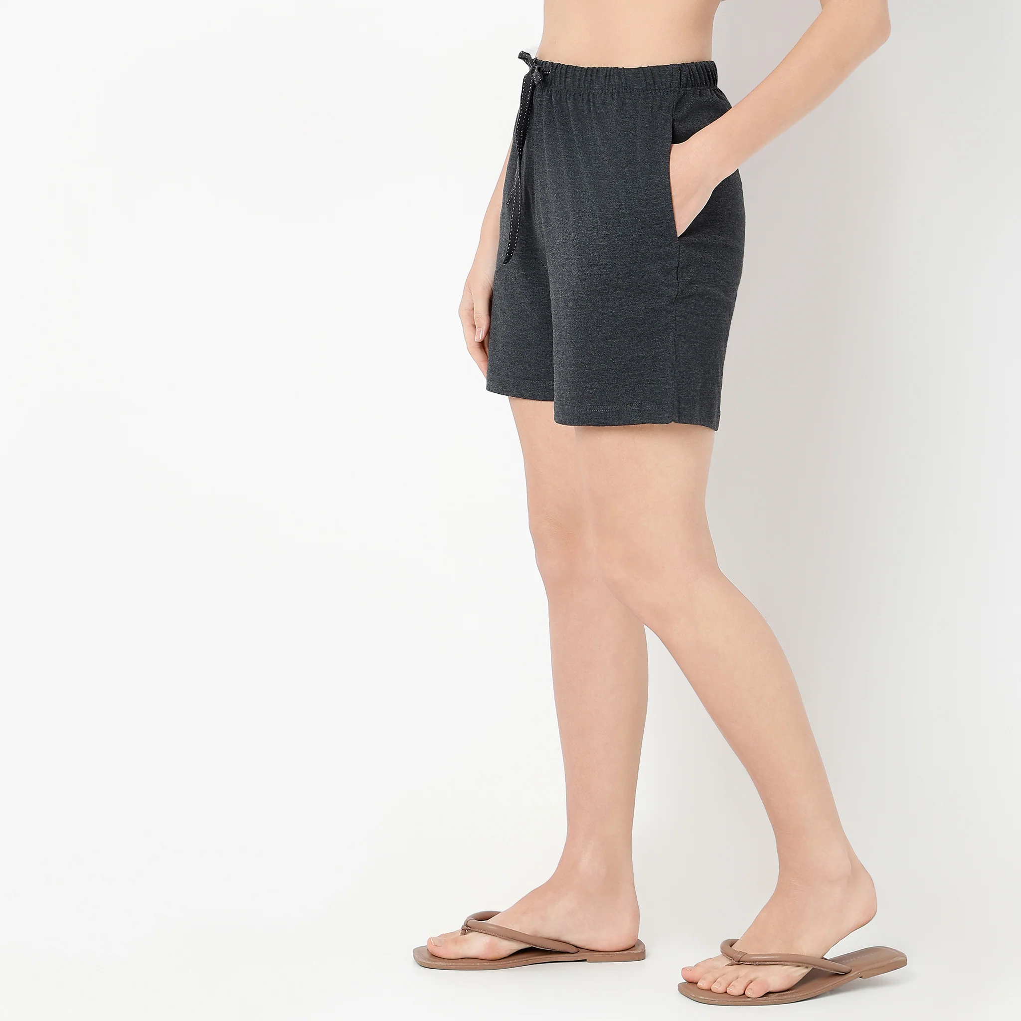 Above Knee Solid Lounge Shorts - Image 5