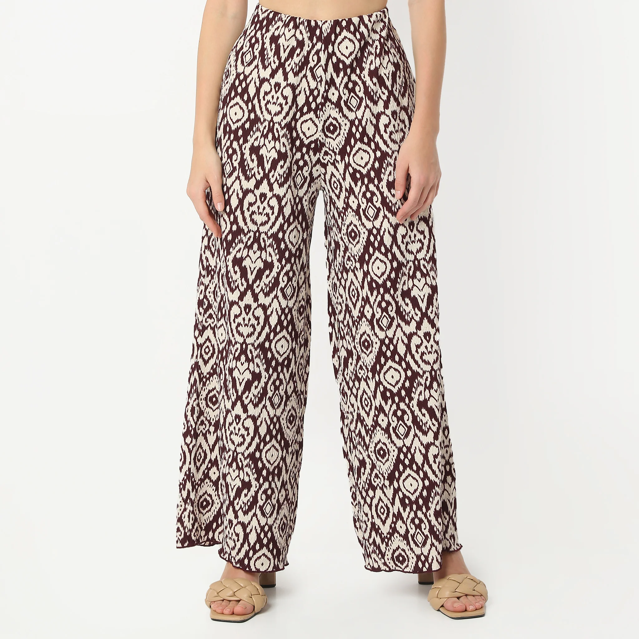 Printed Ankle Length Mid Rise Palazzos - Image 2