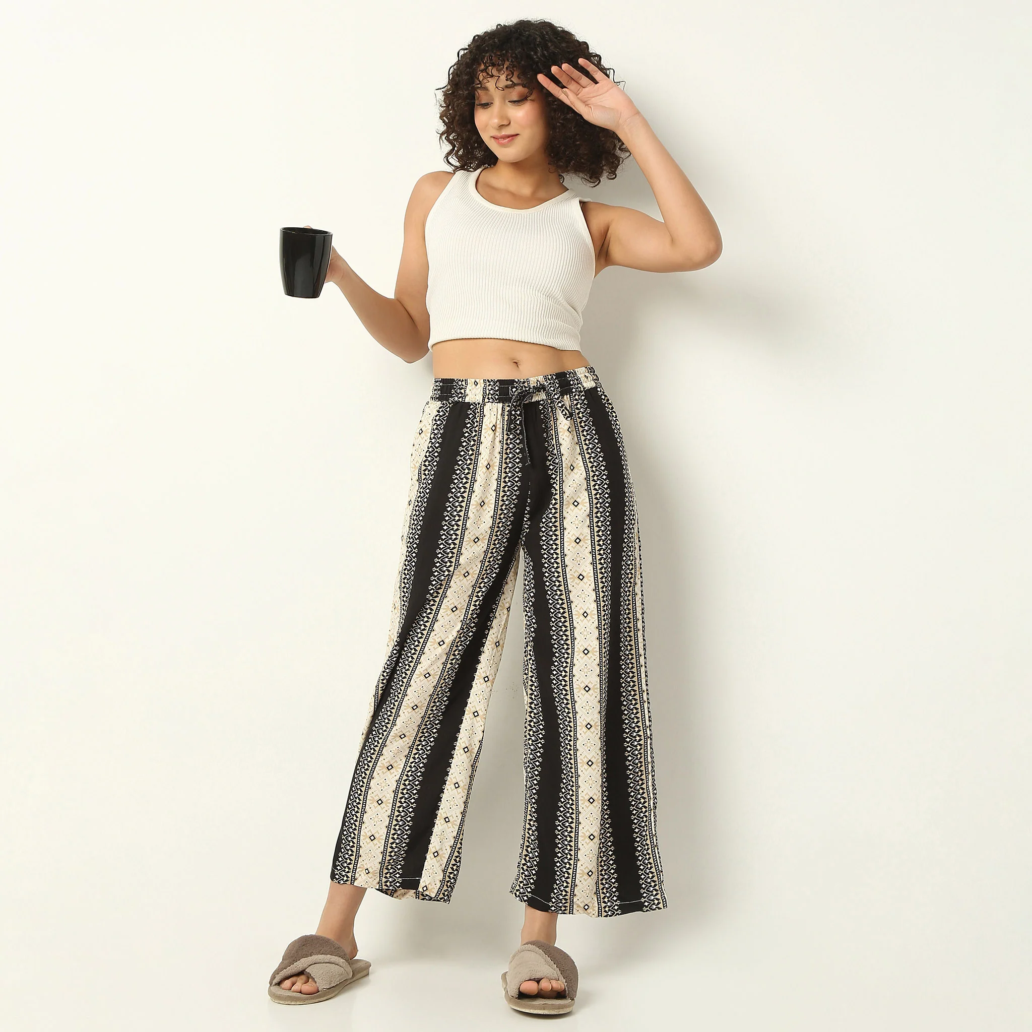 Ankle Length Straight Fit Printed Lounge Palazzos