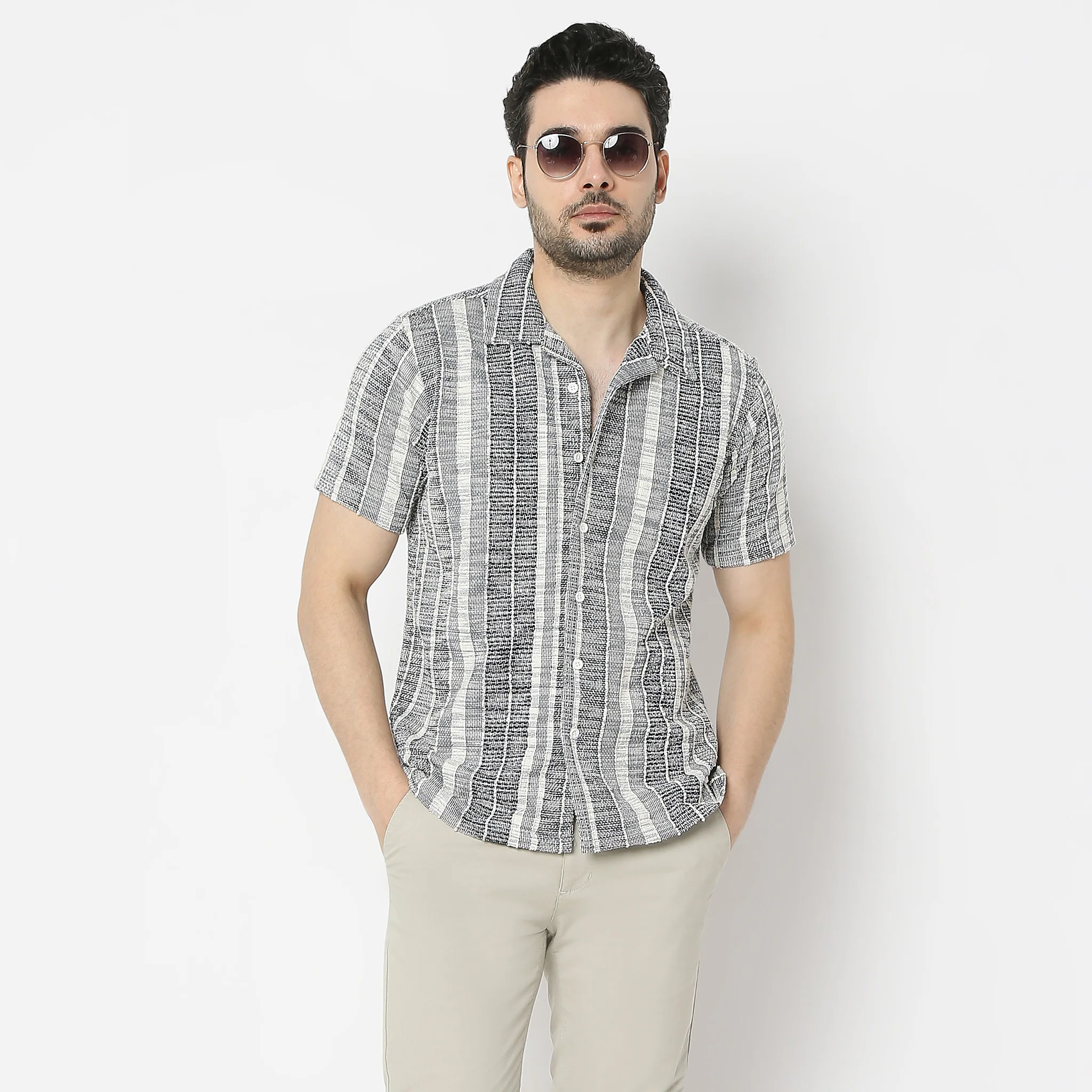Printed Camp Collar Half Sleeve Mood Shirt - Image 2
